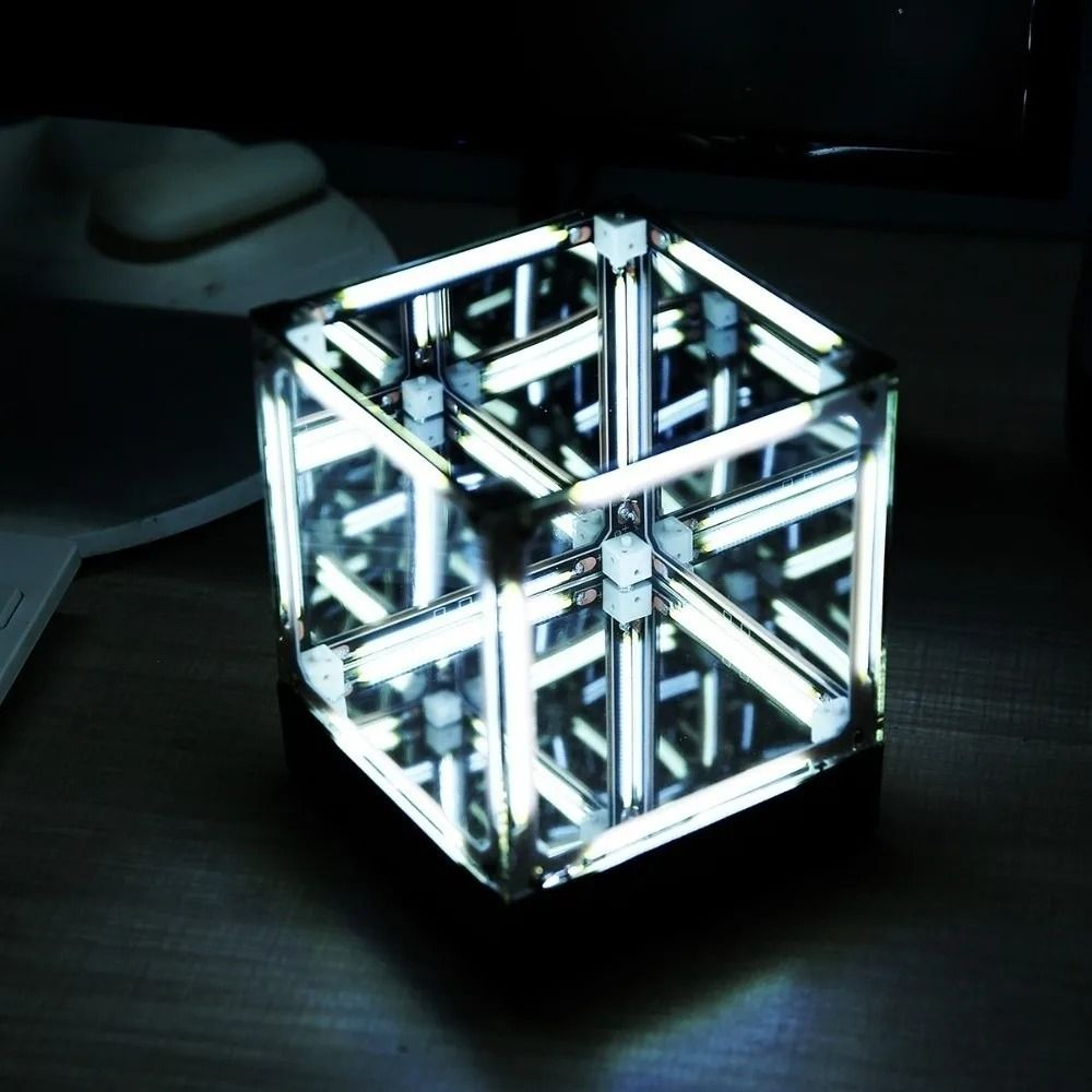 Futuristic Maglev Floating Cube LED Atmosphere Light Transparent Technology Desktop Lamp 7