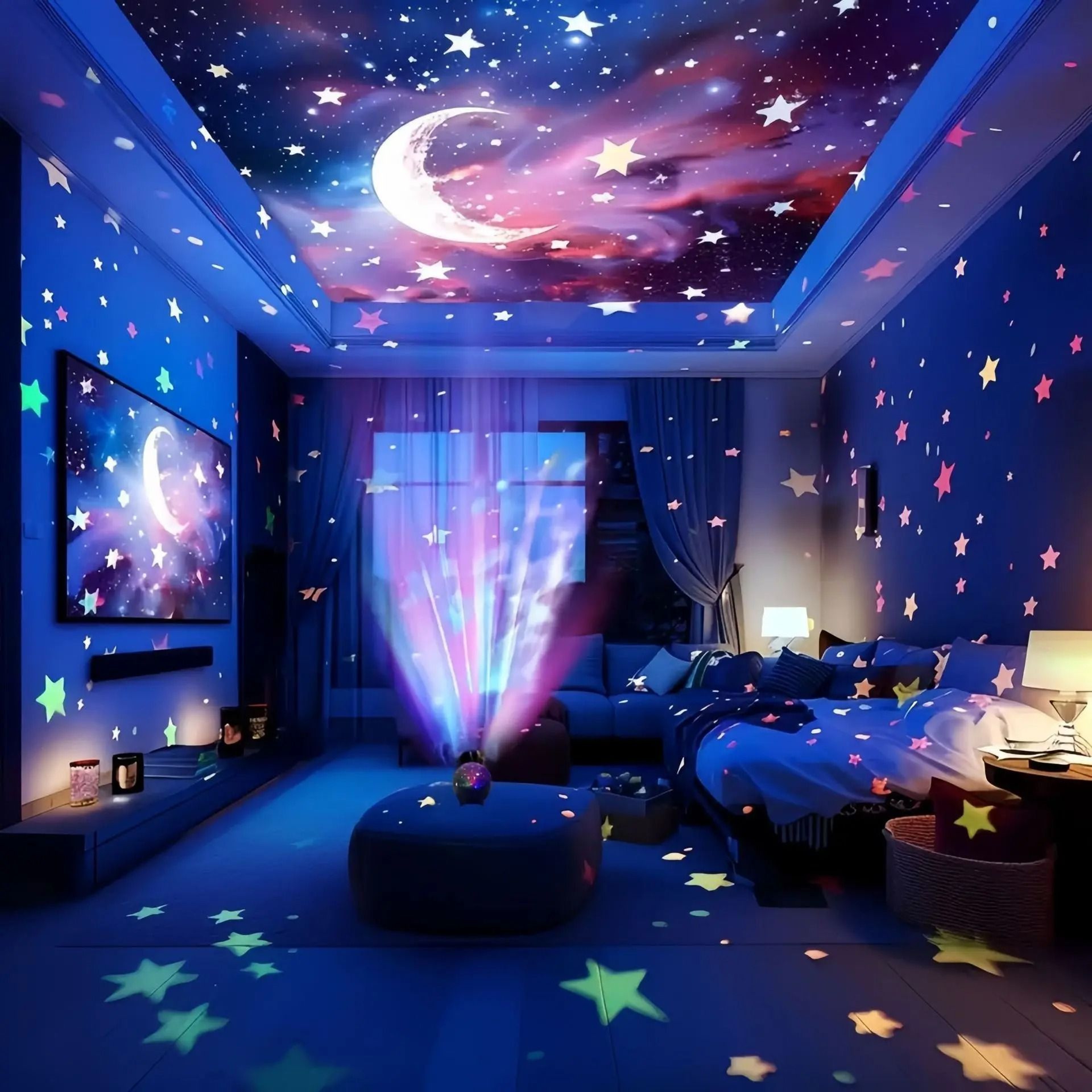 Starry Sky Moon 7Mode LED Projector Light USB Colorful Strobe  Galaxy Nightlight 5