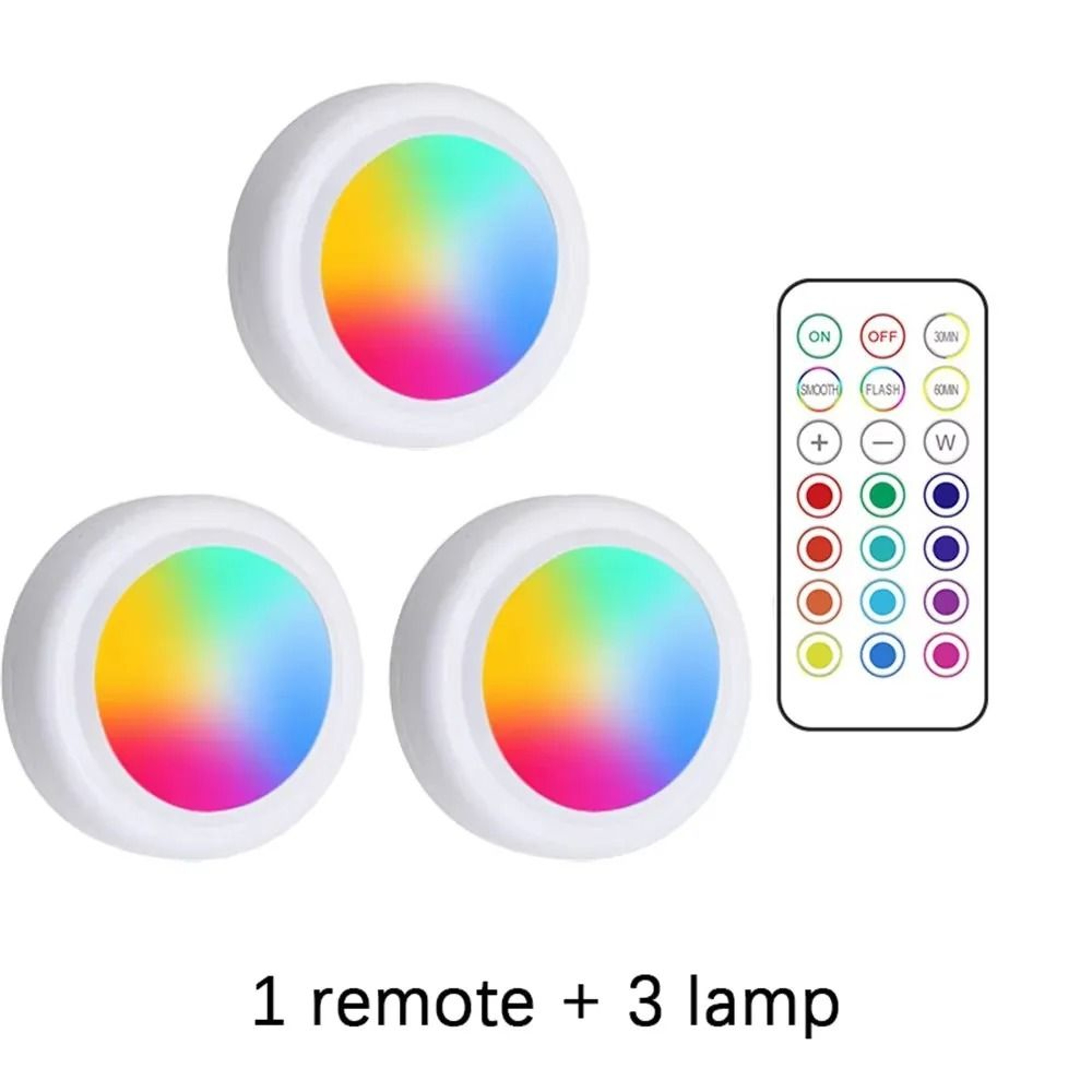 RGB LED Wireless UnderCabinet Puck Lights RemoteControlled Dimmable Battery Lights For Kitchen  Clo 8