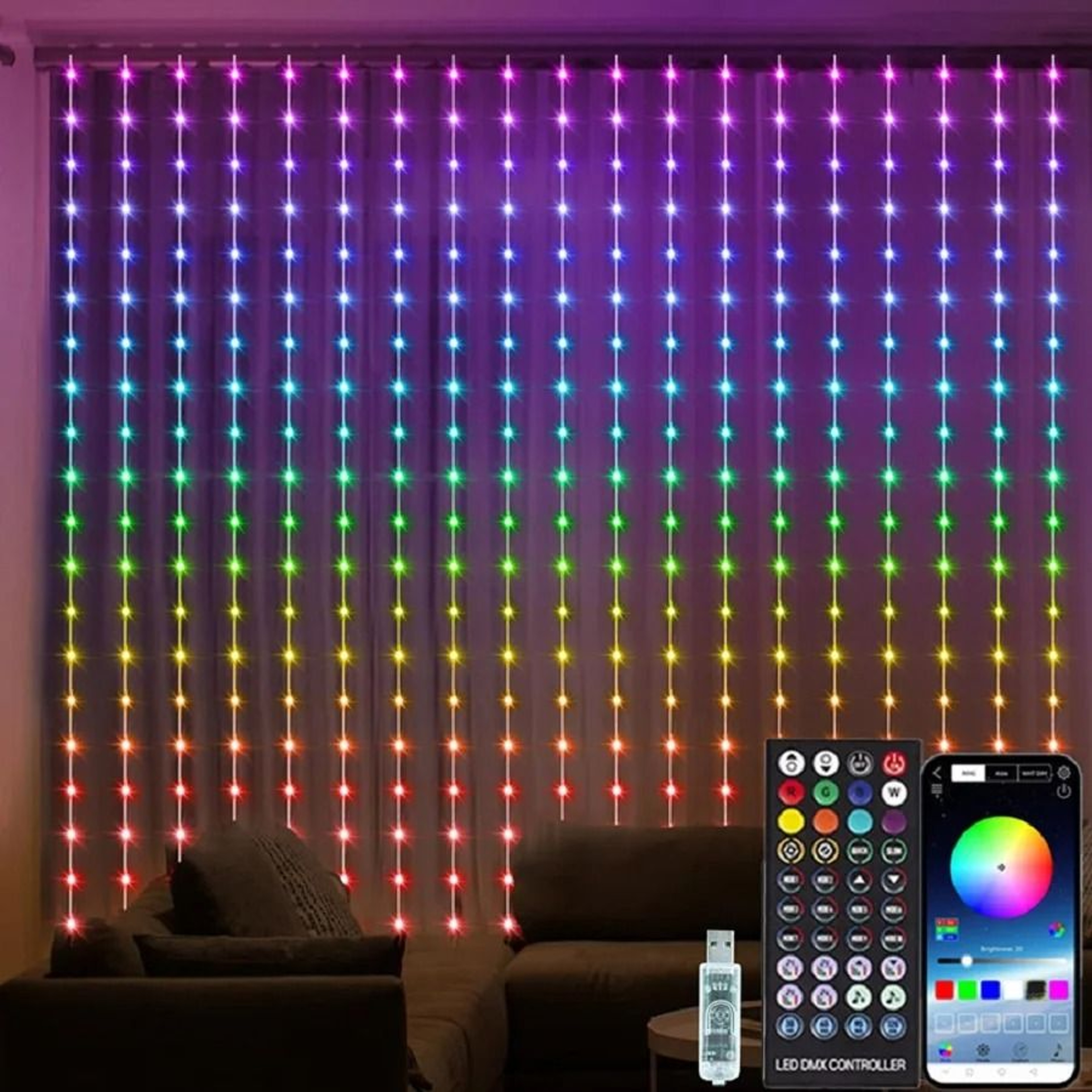 3M Smart RGB LED Curtain Lights App  Remote Control Weatherproof Garland Lamp For Bedroom  Outdoor  6