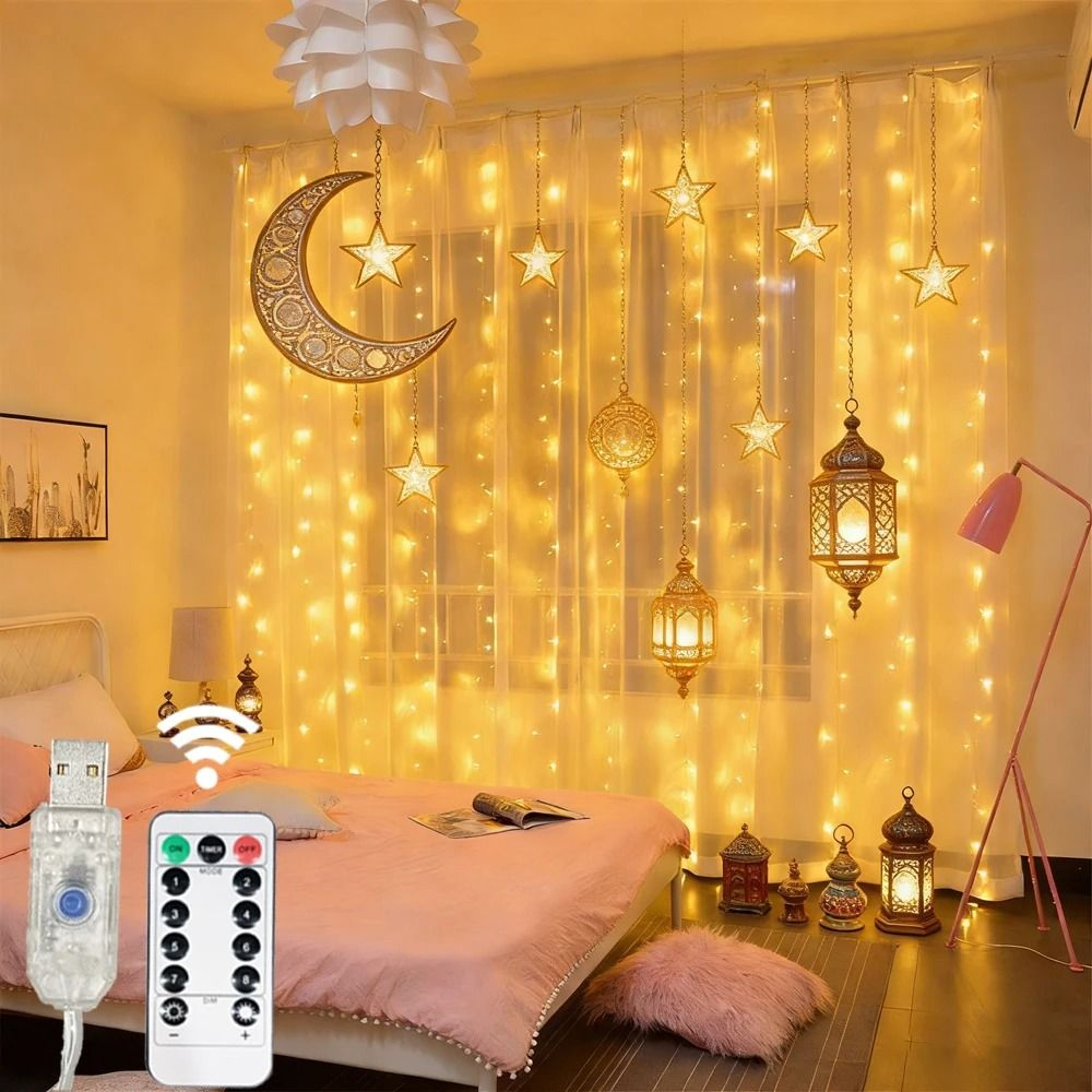USB LED Remote Control Curtain Lights For Home  Holiday Decor 0