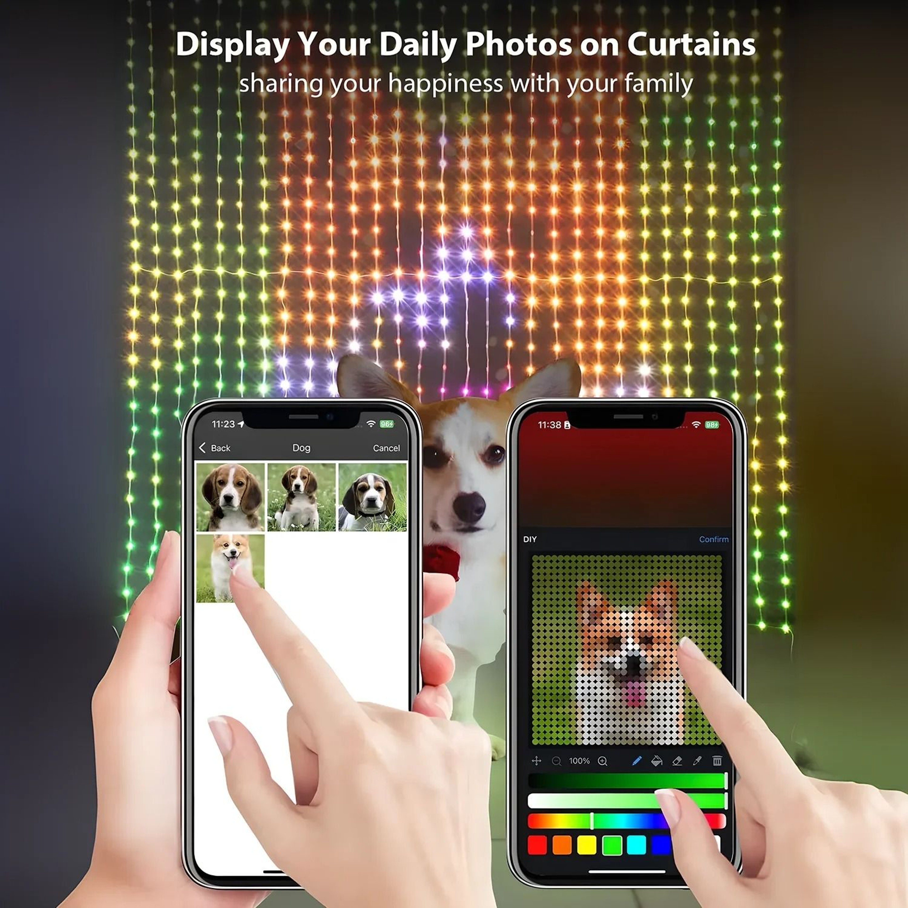 USB Smart RGB LED Curtain Light With App Control  DIY Picture Display 1