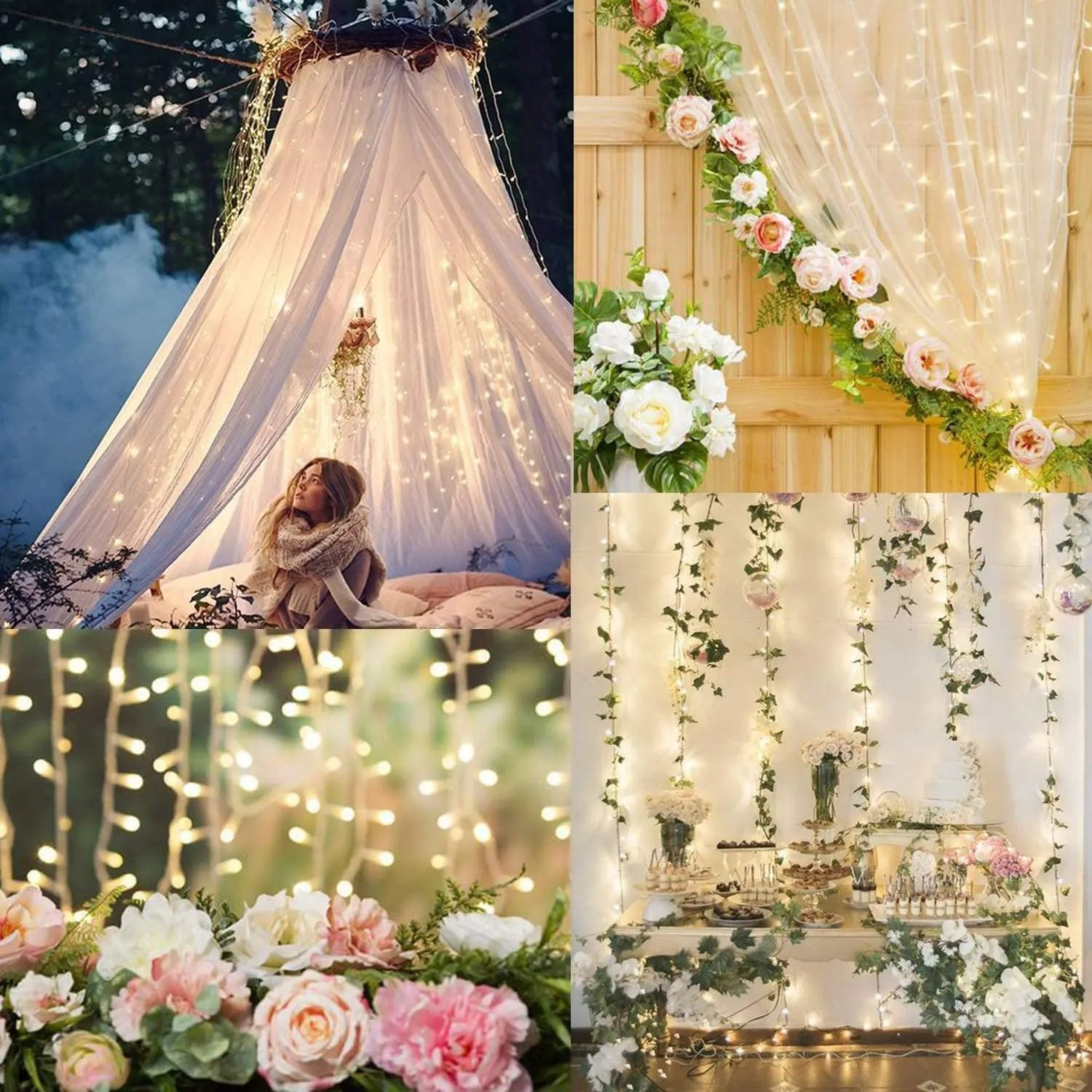 Connectable LED Icicle Curtain String Lights For Christmas  Holiday Decor 4