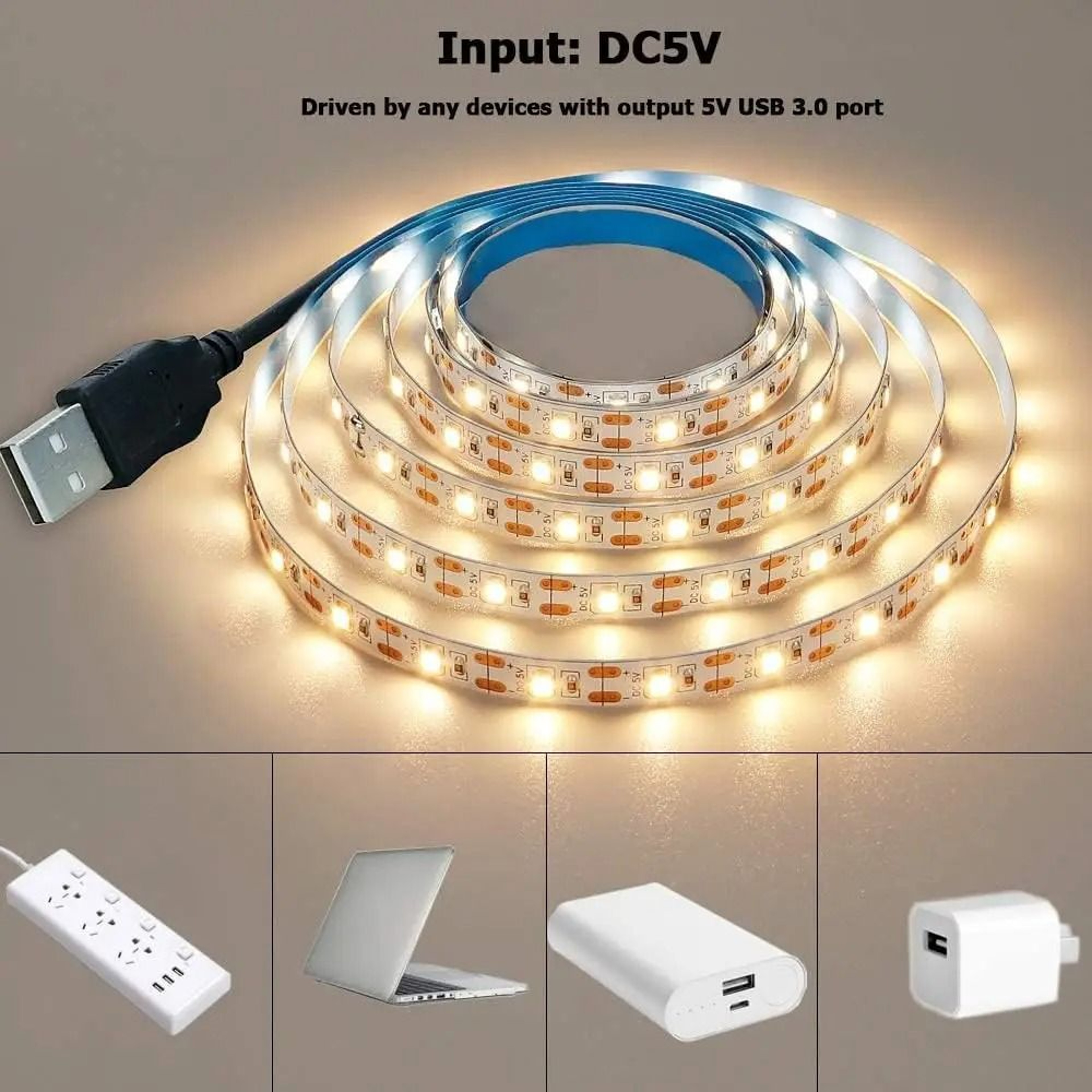 DC 5V USB LED Strip Light 2835 SMD For TV Backlight Bedroom  Cabinet Decor 1M5M 1