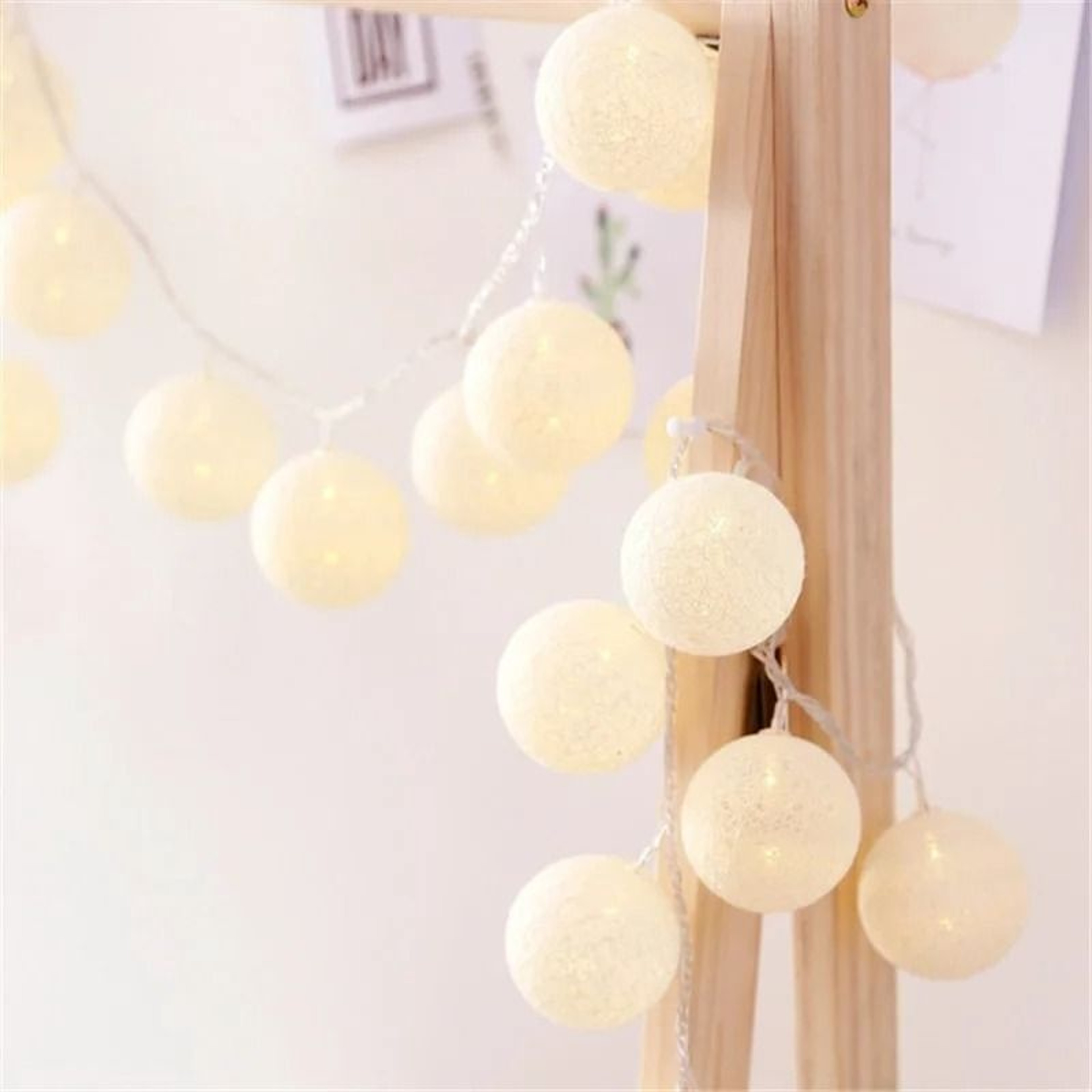 Cotton Ball LED String Lights 102030 LEDs For Bedroom Party  Holiday Decor 2