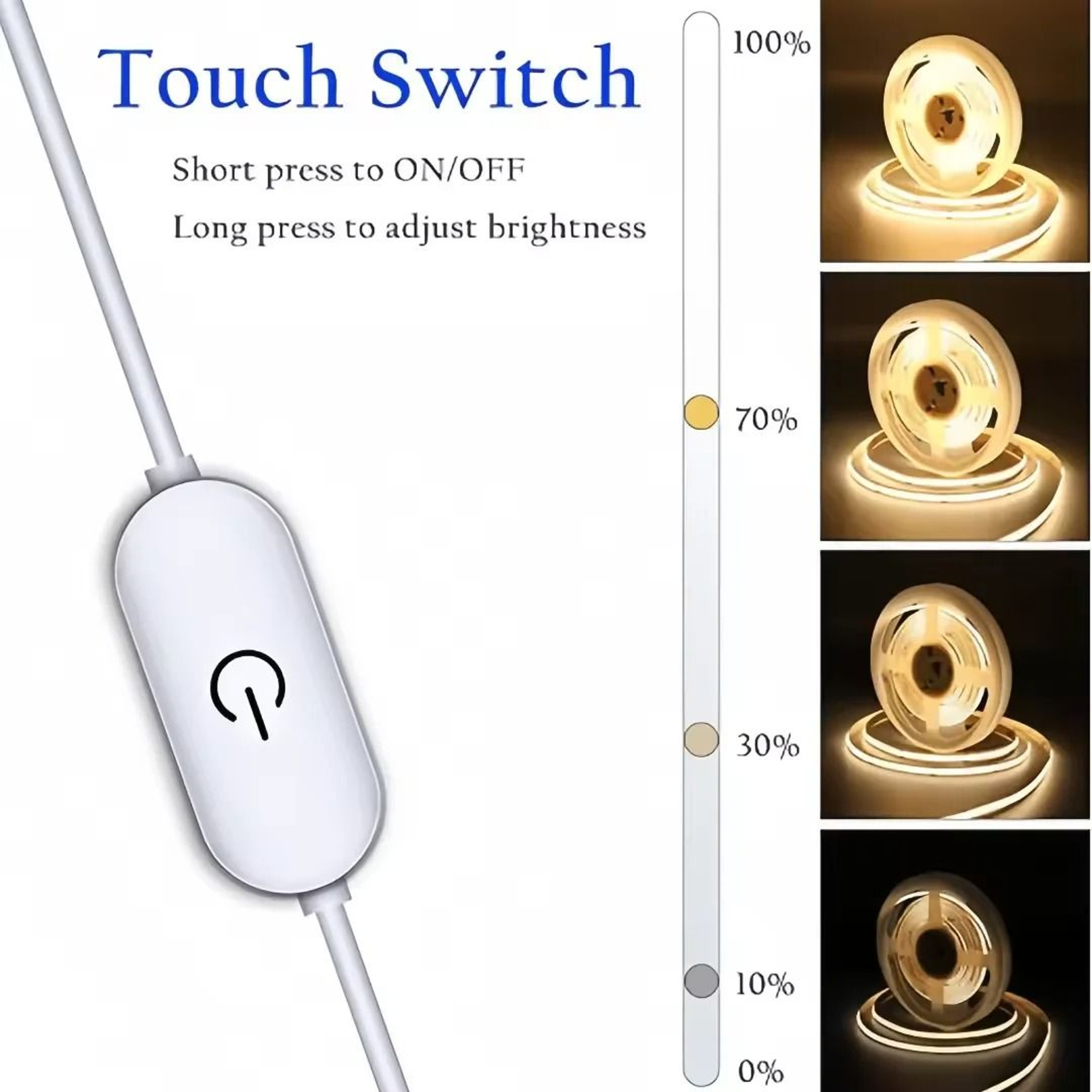5V USB Flexible COB LED Light Strip With Touch Dimmer Switch For TV Mirror  Wall Accent 1