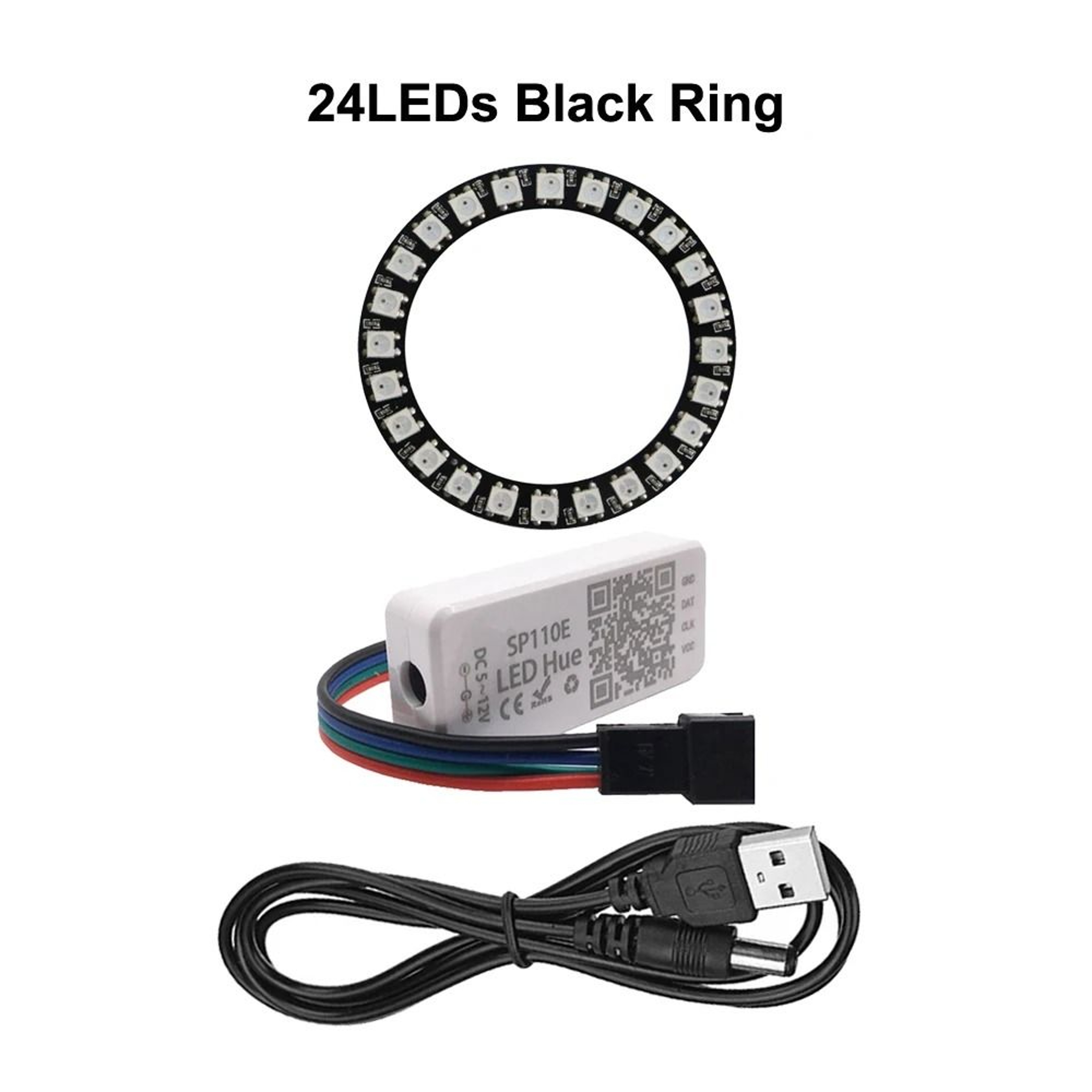 WS2812B Addressable RGB LED Ring Kit With SP110E Bluetooth Controller  5V USB Cable 19