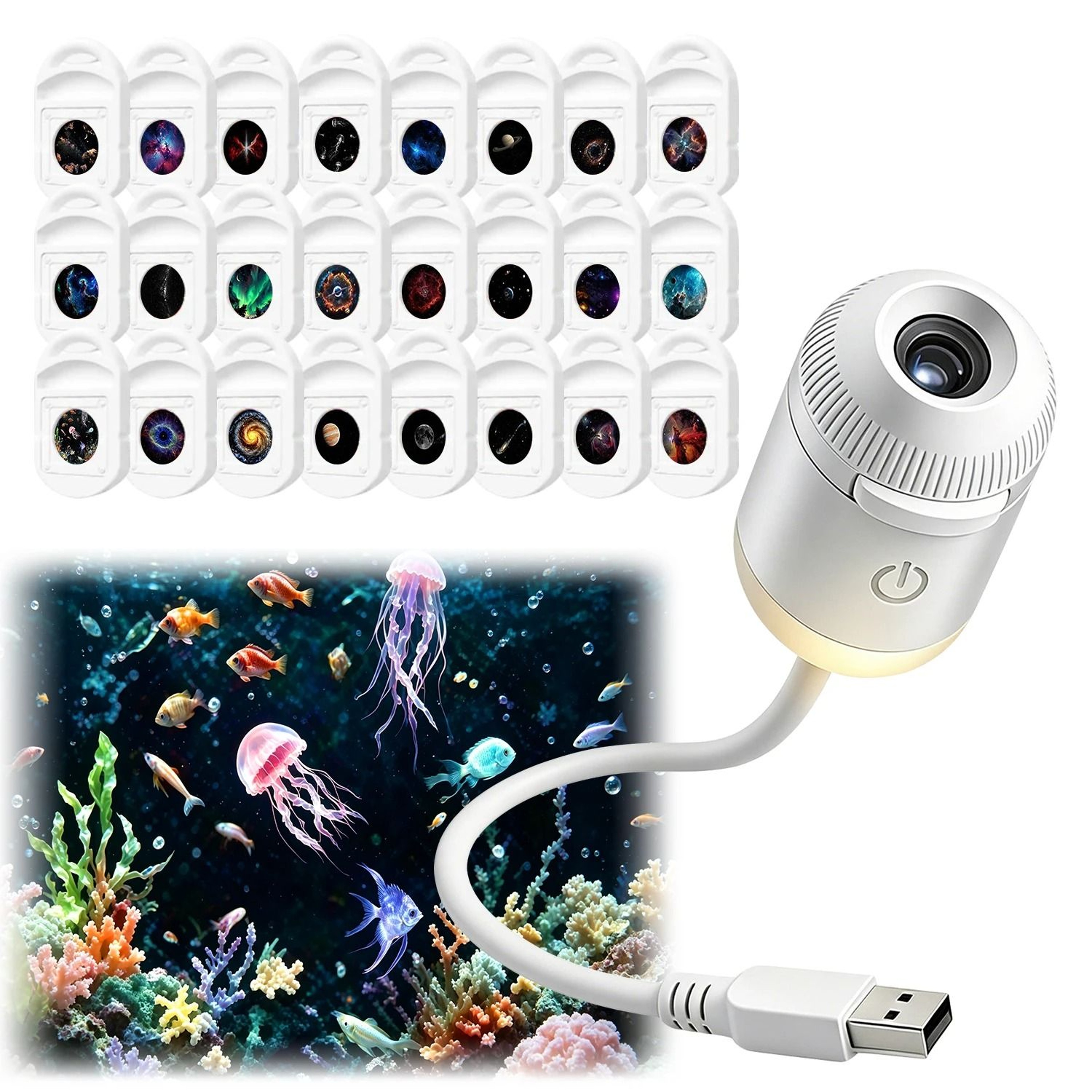 2in1 USB Ambient Projection Light Adjustable Focus  WideRange Atmosphere Night Lamp 0