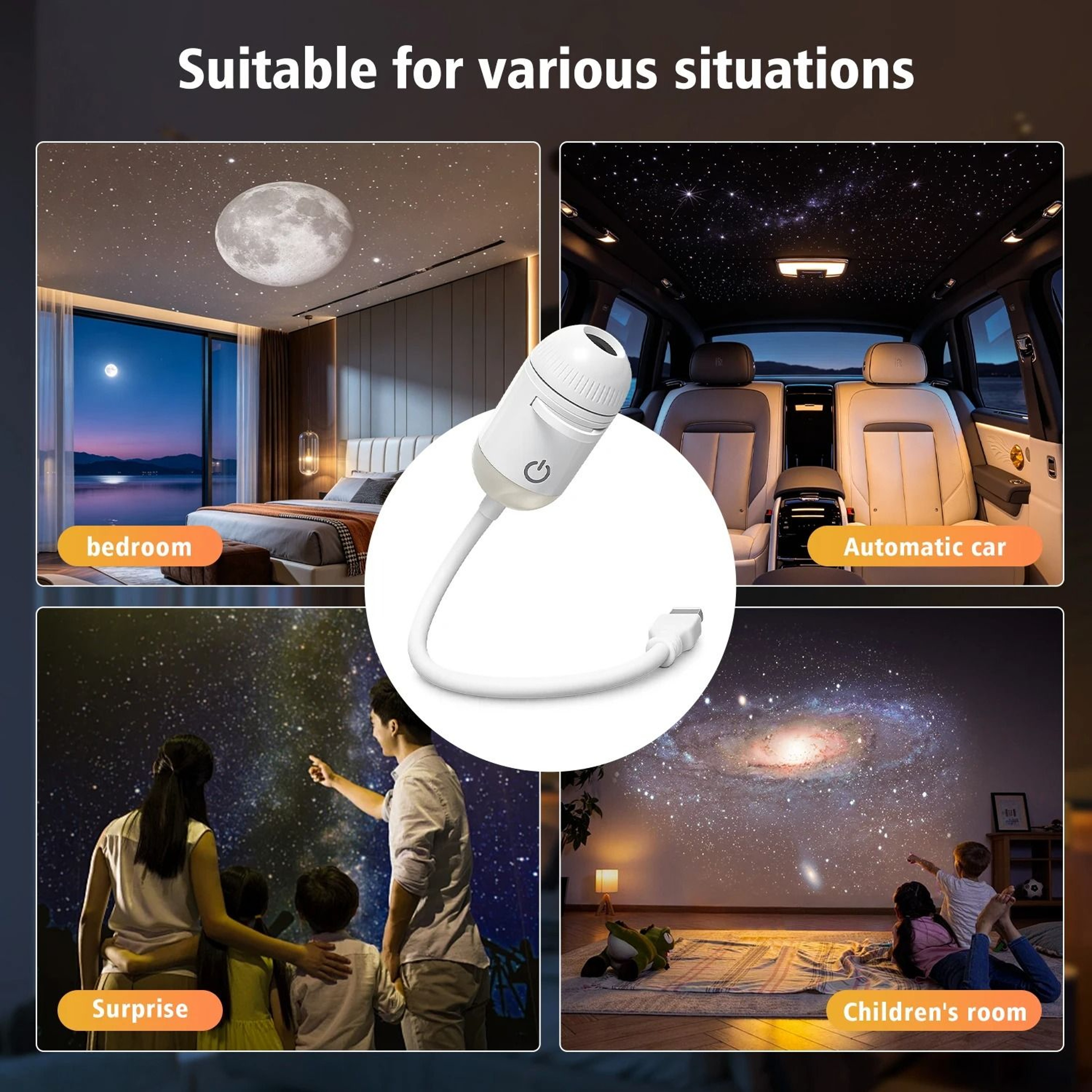 2in1 USB Ambient Projection Light Adjustable Focus  WideRange Atmosphere Night Lamp 4