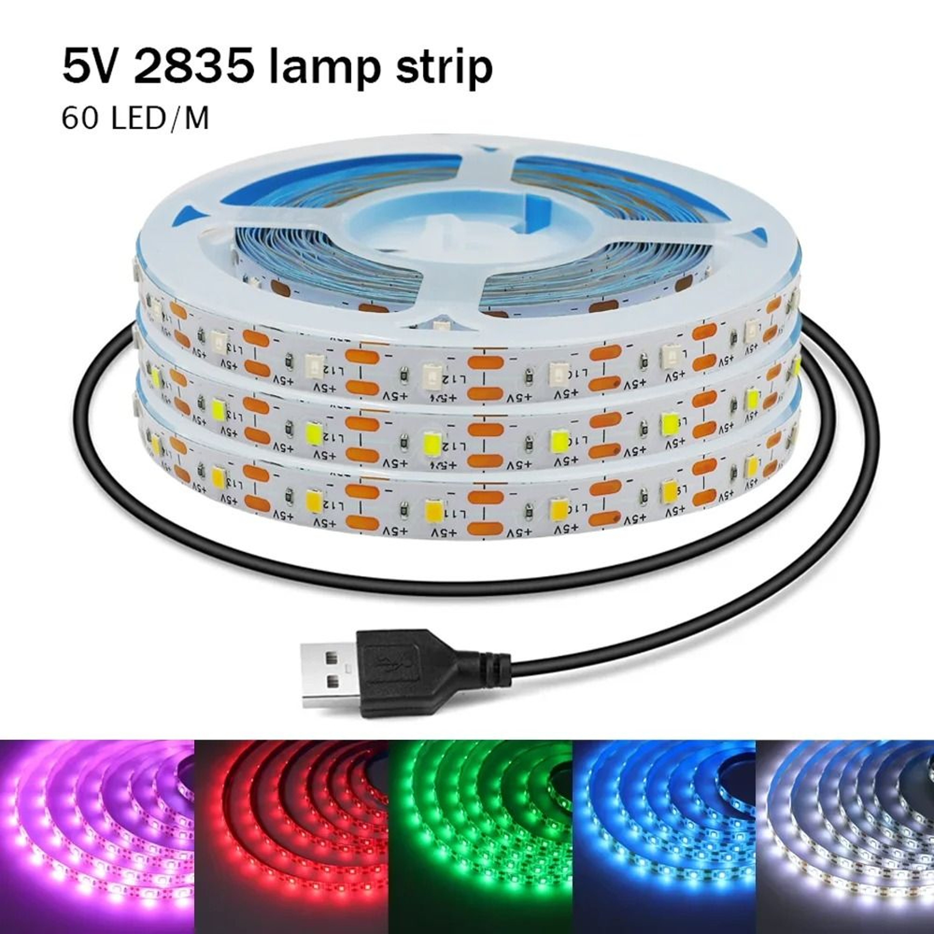 DC 5V USB 2835 LED Strip Light Warm  Cold White TV Backlight  Room Tape 0