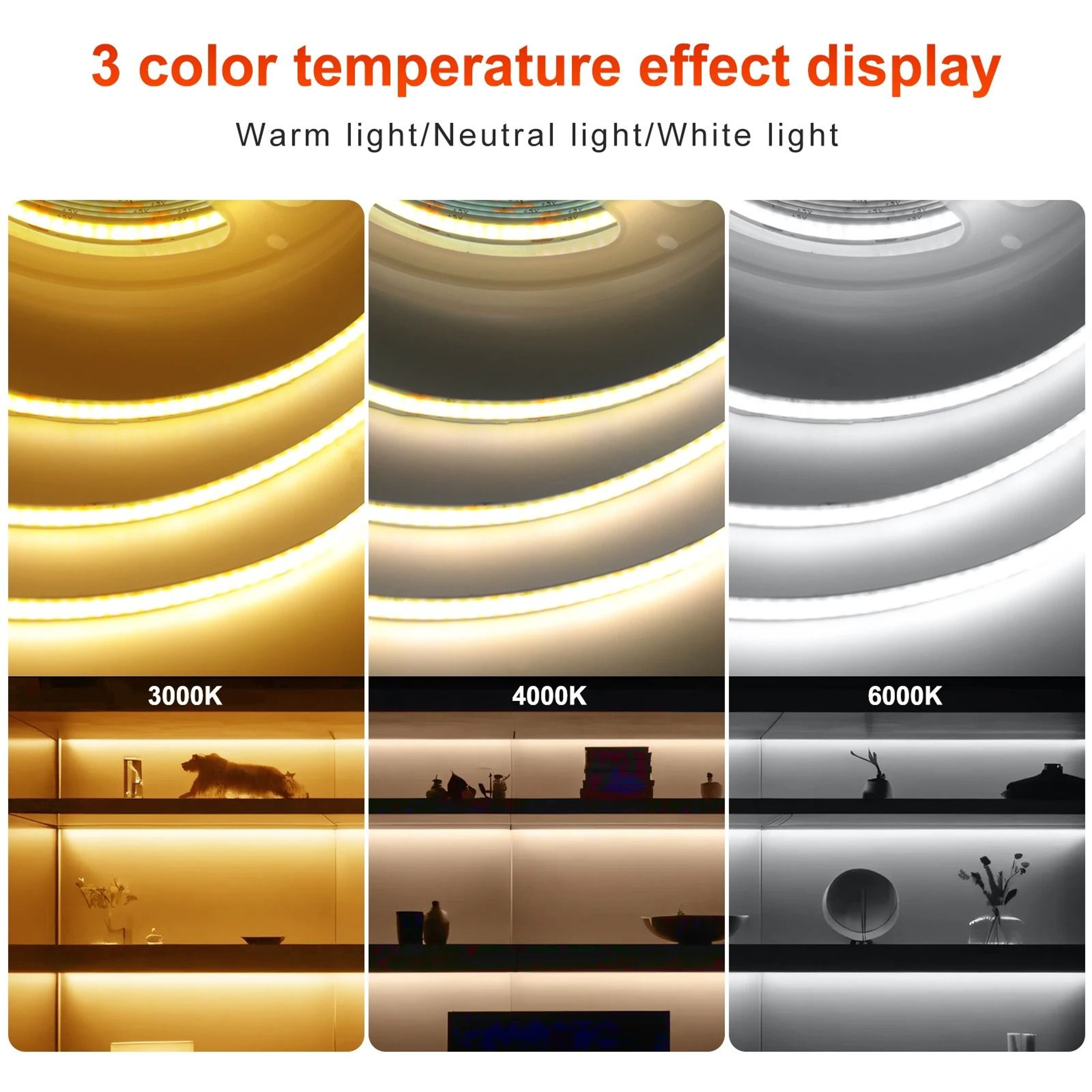 DC 5V USB COB LED Strip Light 8mm PCB 320 LEDsm Flexible SpotFree Tape For TV Backlight  Cabinet De 1