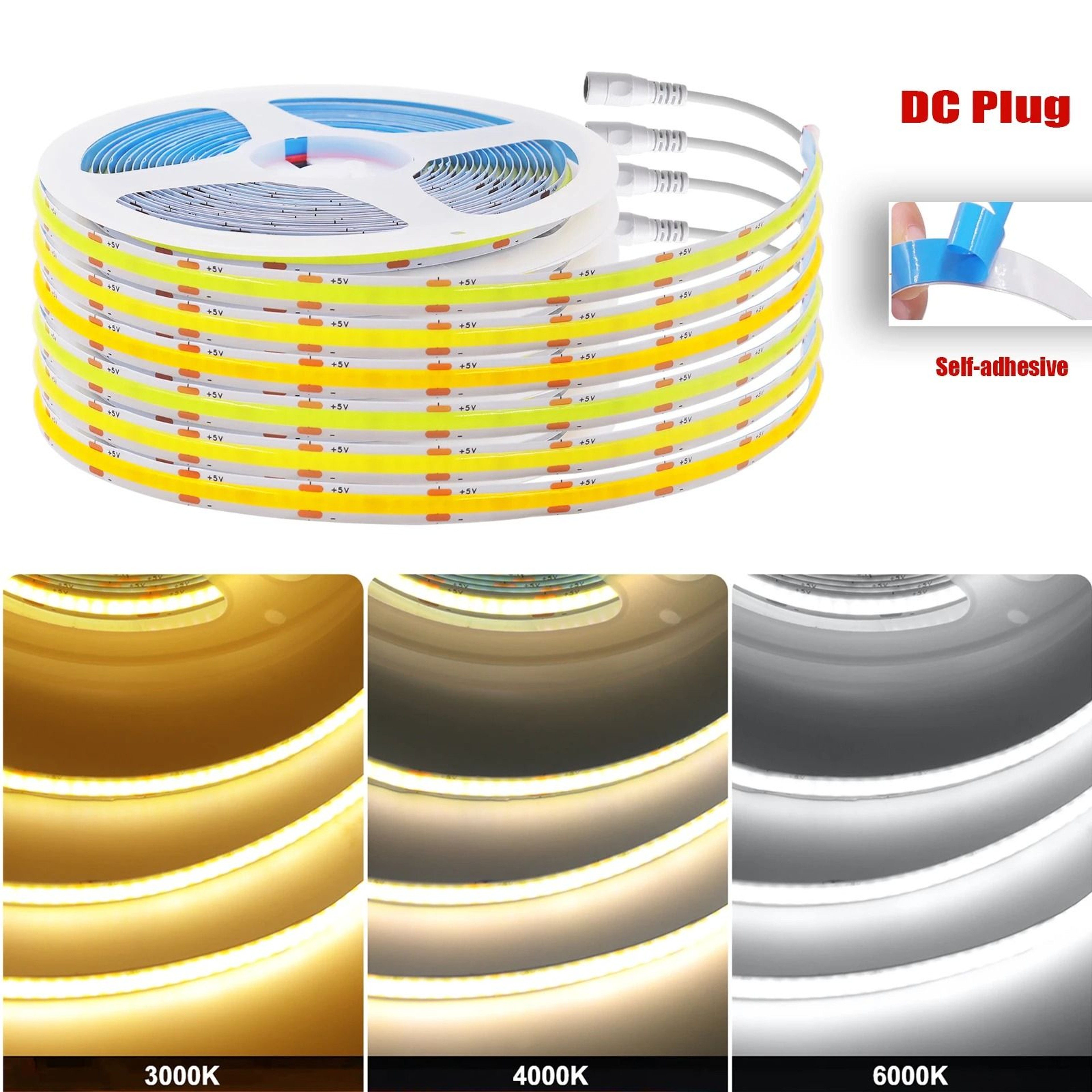 DC 5V USB COB LED Strip Light 8mm PCB 320 LEDsm Flexible SpotFree Tape For TV Backlight  Cabinet De 8