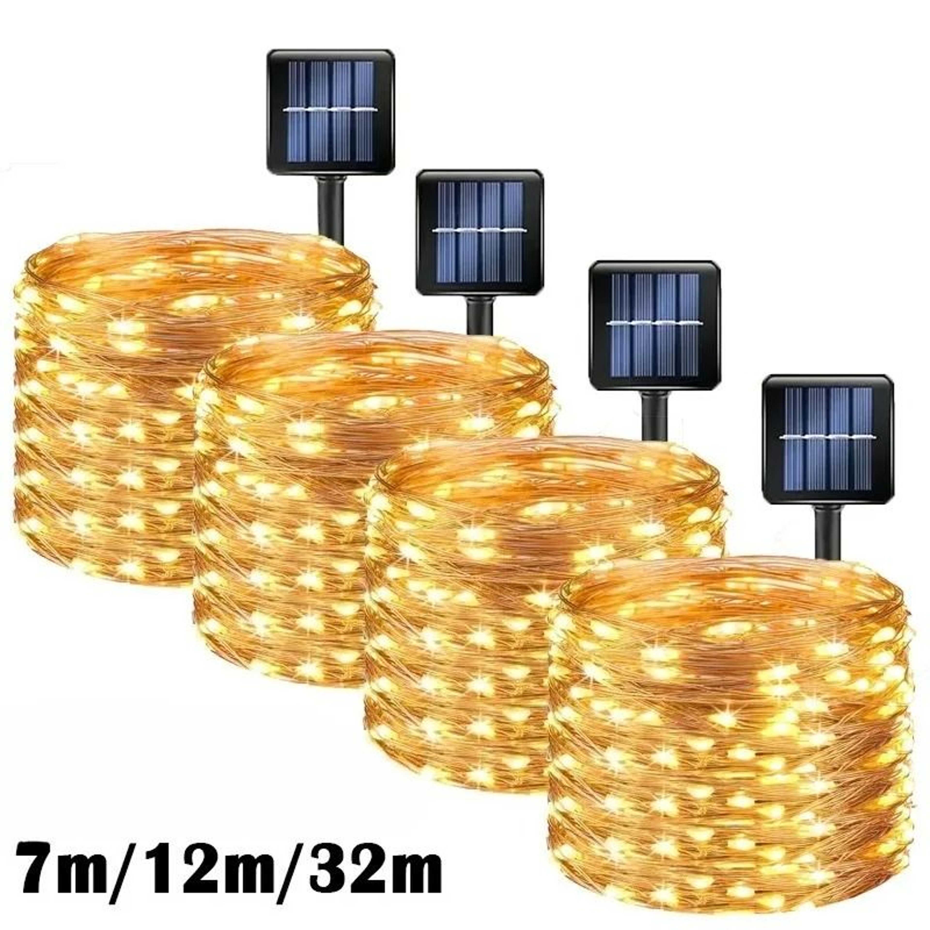 Solar Outdoor Copper Wire LED String Lights Warm Light Fairy Light Garland For Garden Trees Patio   1