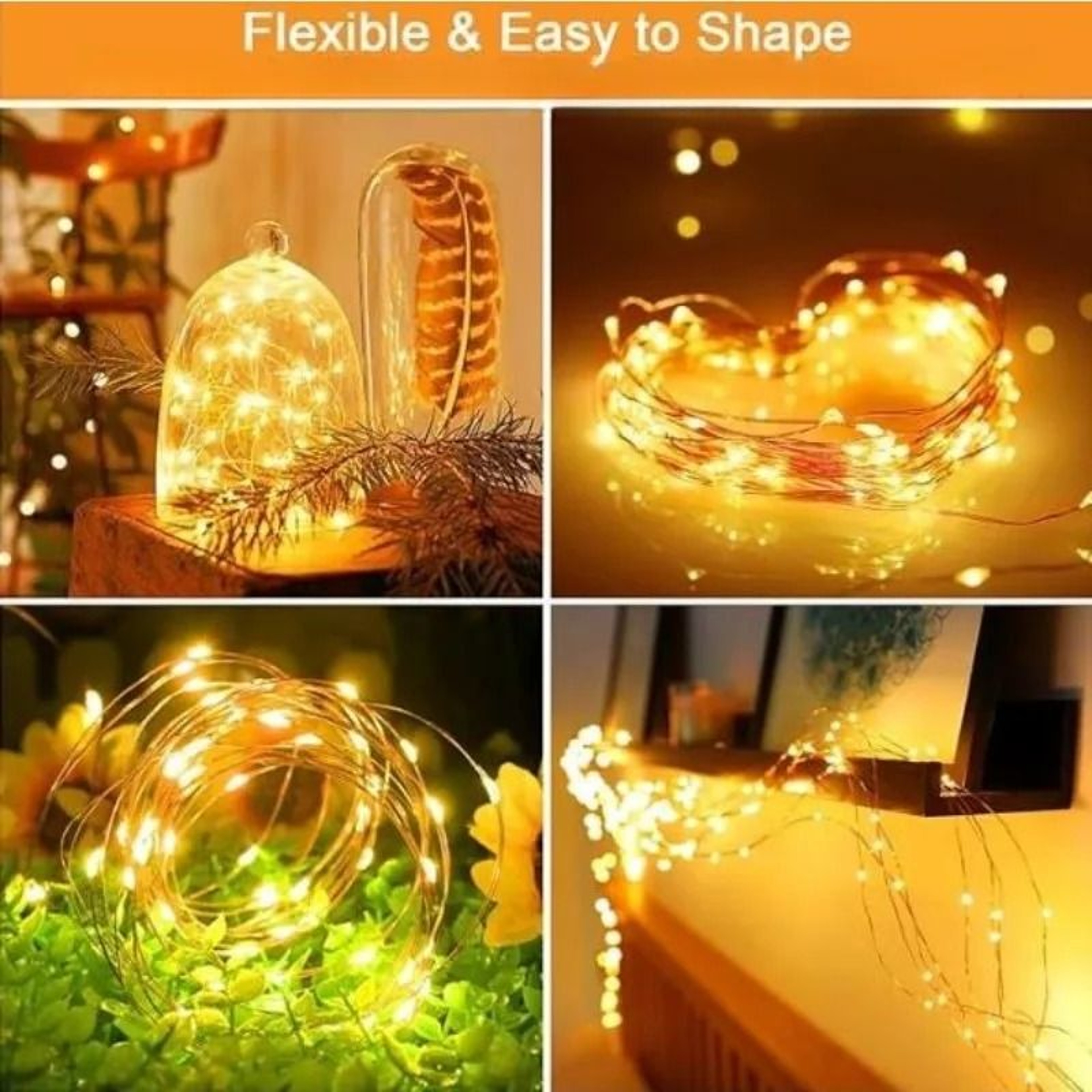 Solar Outdoor Copper Wire LED String Lights Warm Light Fairy Light Garland For Garden Trees Patio   0