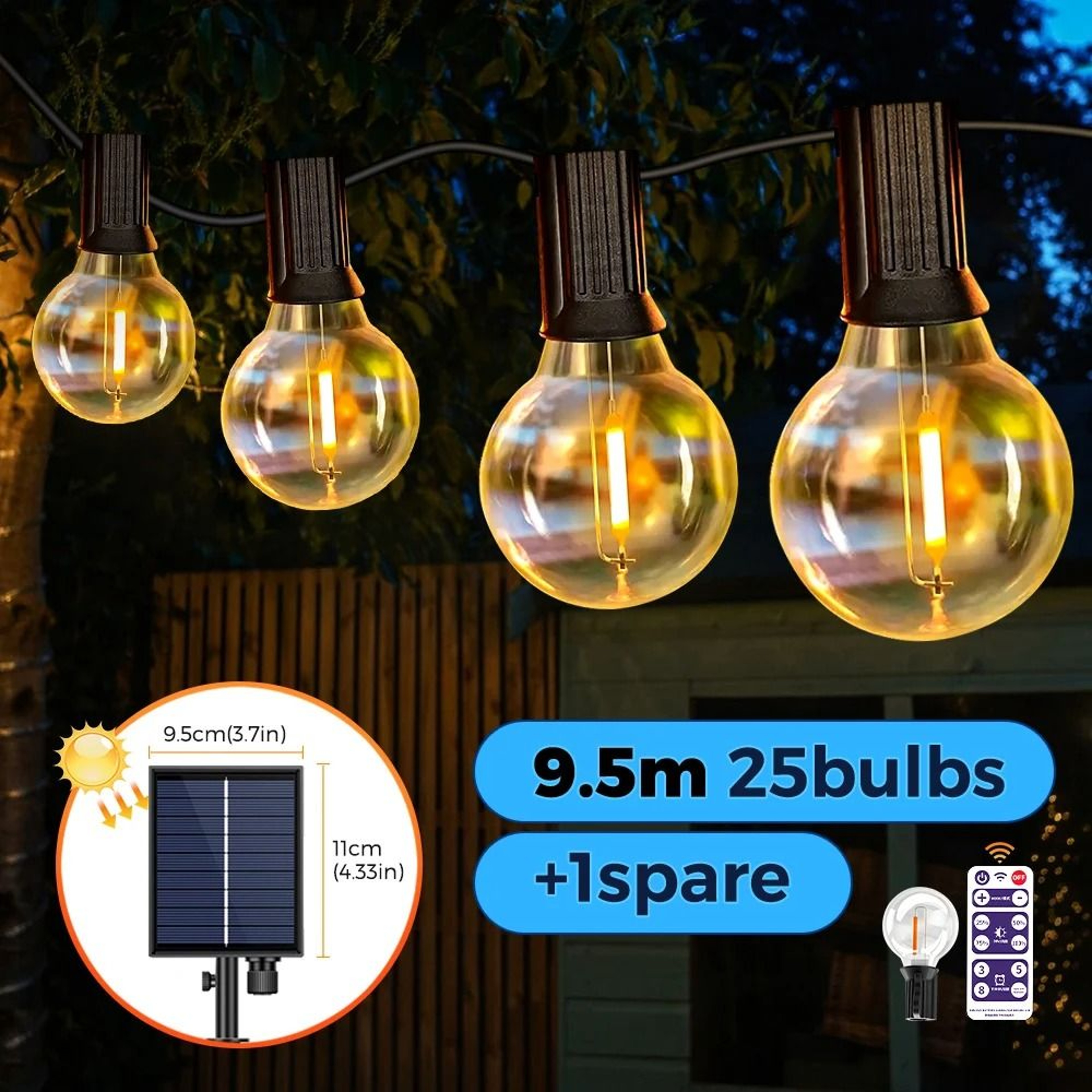 Solar Outdoor G40 Globe Patio String Lights Shatterproof LED Weatherproof Hanging Lights For Backya 7