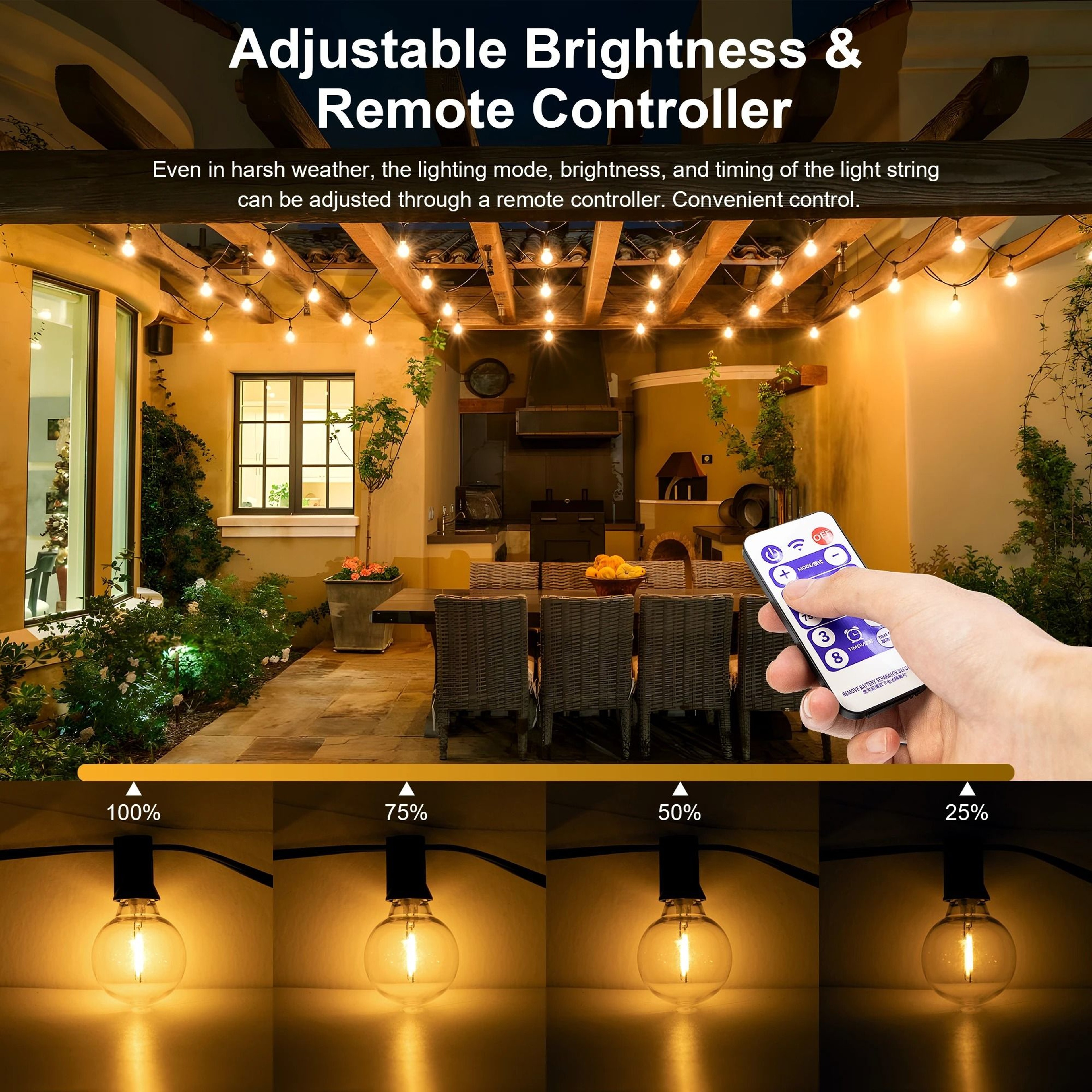 Solar Outdoor G40 Globe Patio String Lights Shatterproof LED Weatherproof Hanging Lights For Backya 2