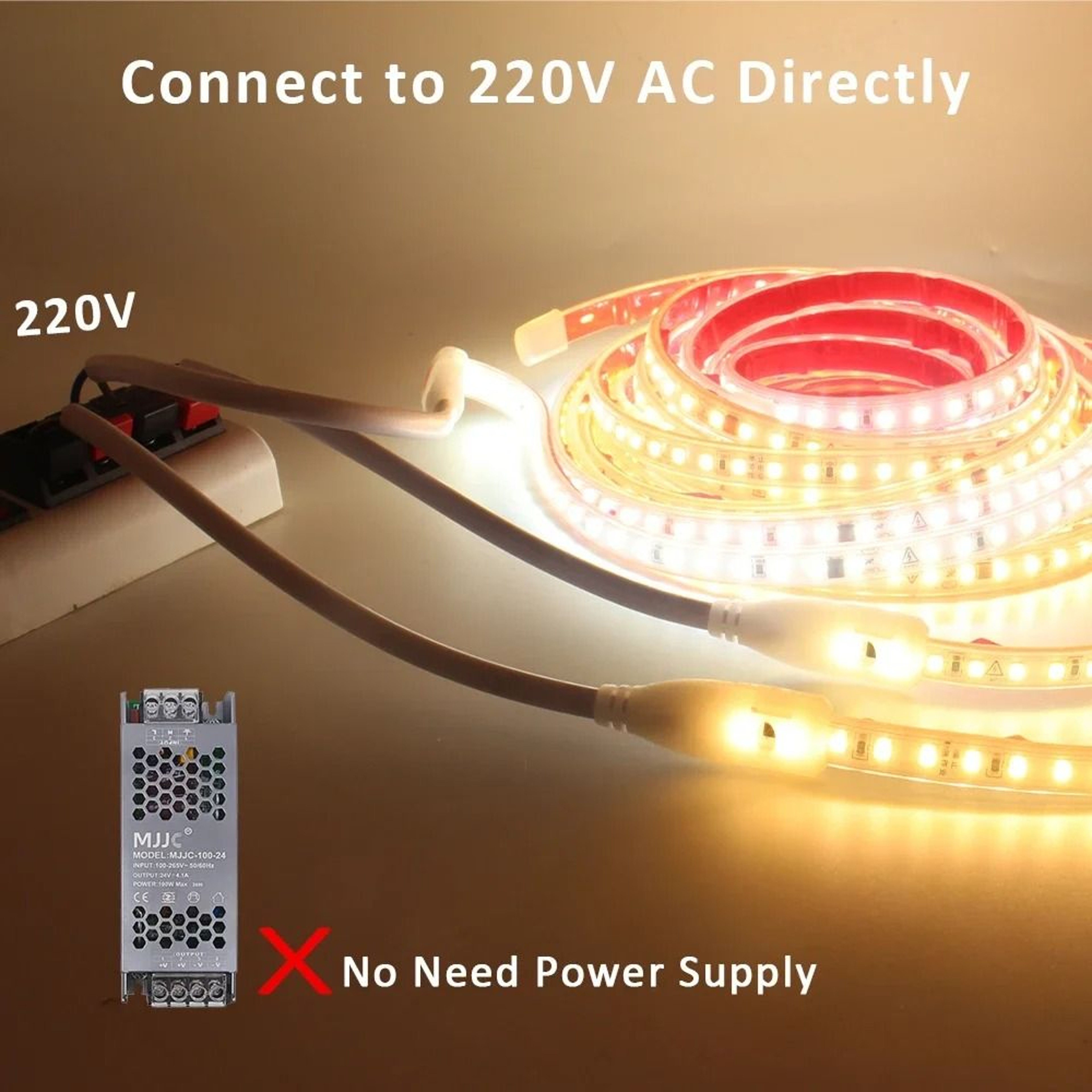 220V230V AC SMD2835 Outdoor LED Strip Light IP67 Waterproof 120LEDsm Ribbon 4