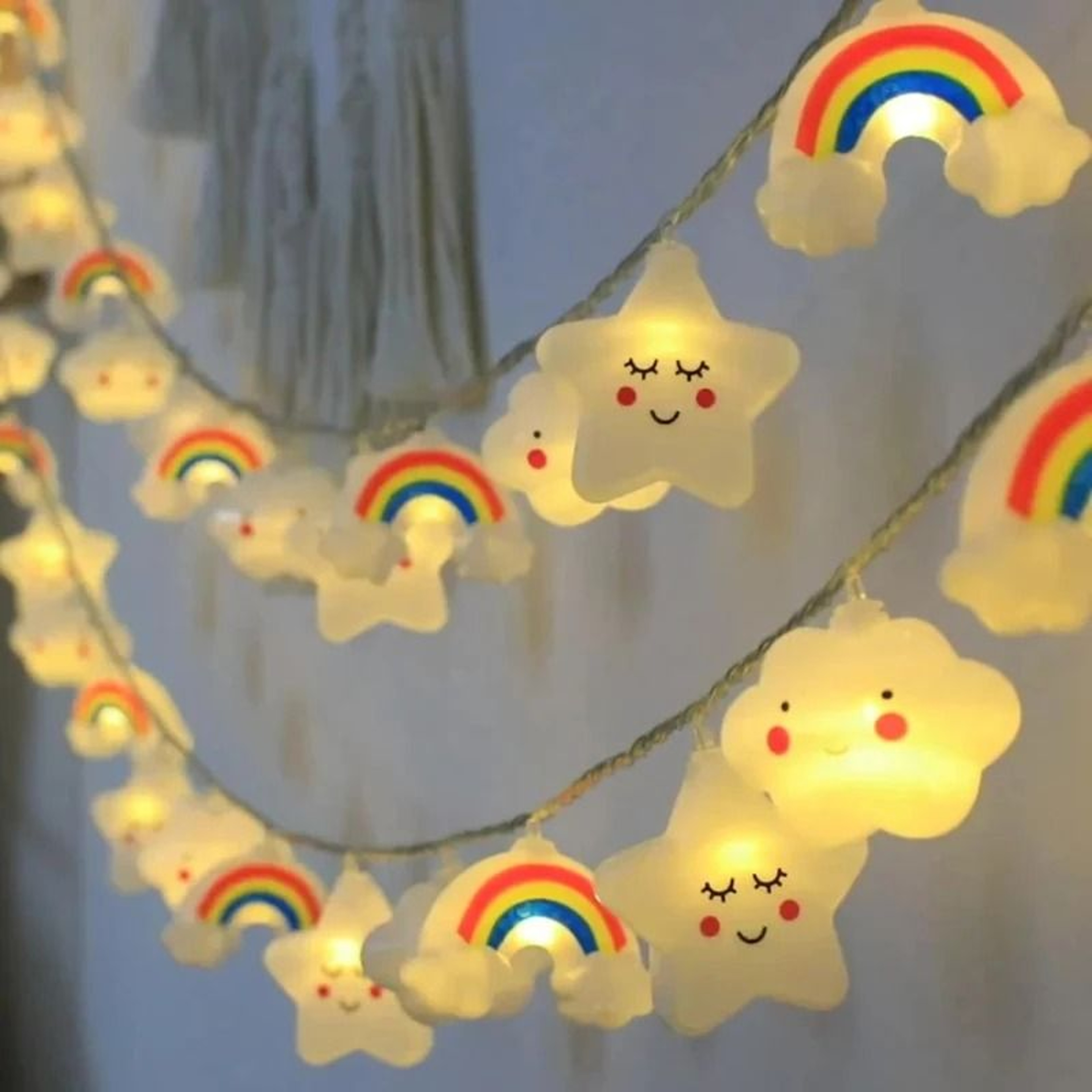 Rainbow Star  Cloud LED Fairy Lights Battery Powered Nursery  Bedroom Decor 4