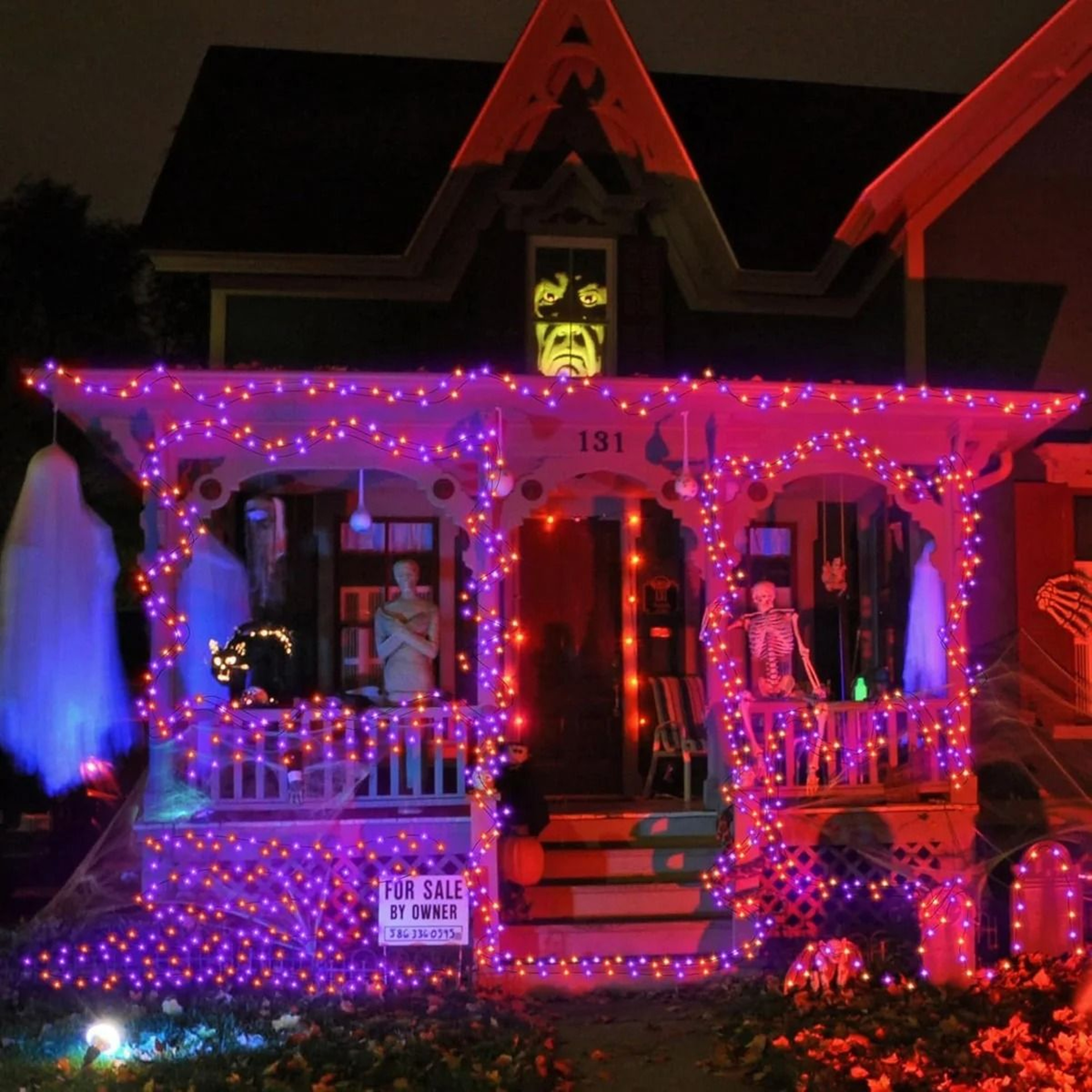 Halloween LED Purple  Orange String Lights Battery Powered Outdoor Fairy Light Garland 4
