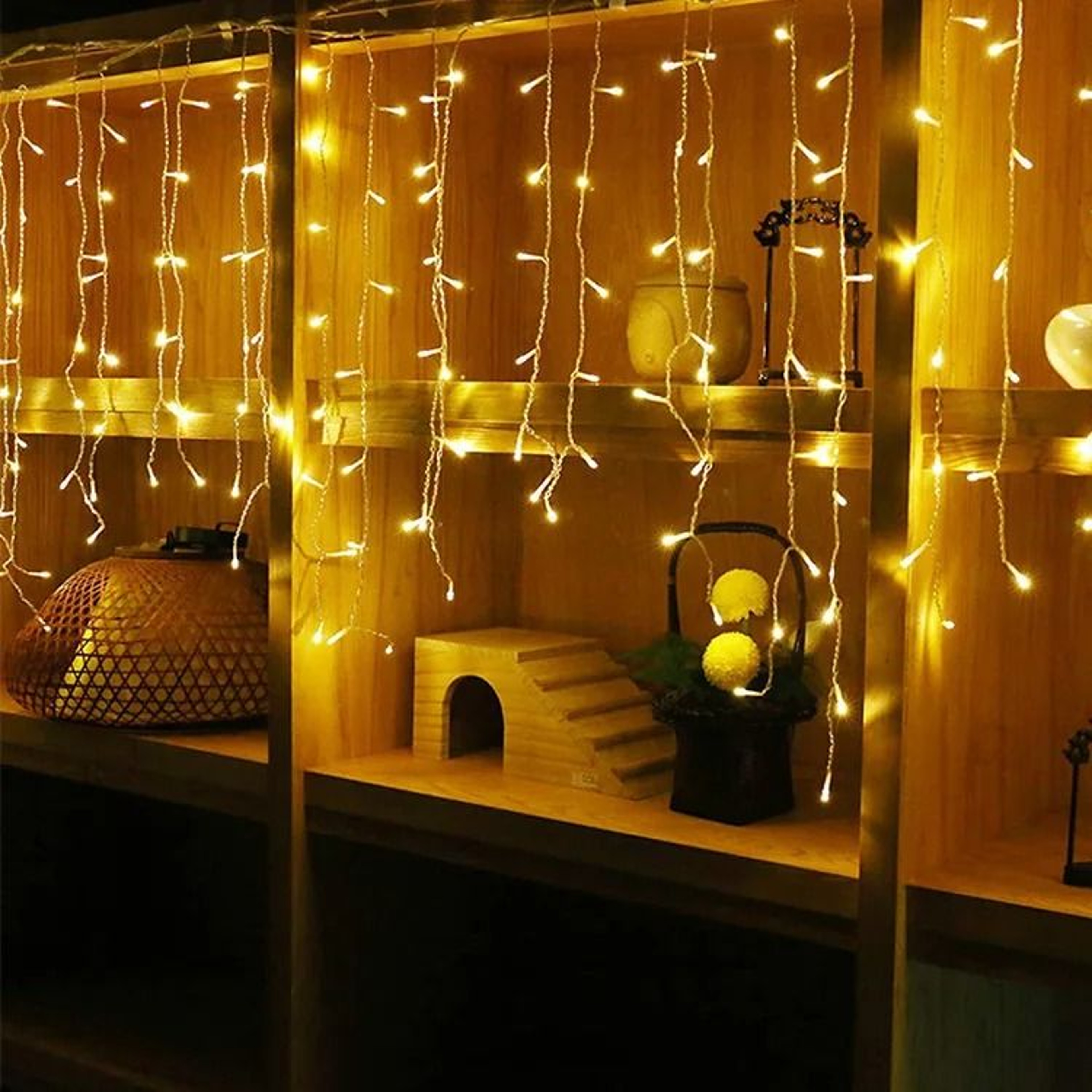 USB Icicle Curtain LED String Lights 8Mode Indoor Garland For Wedding  Bedroom 6