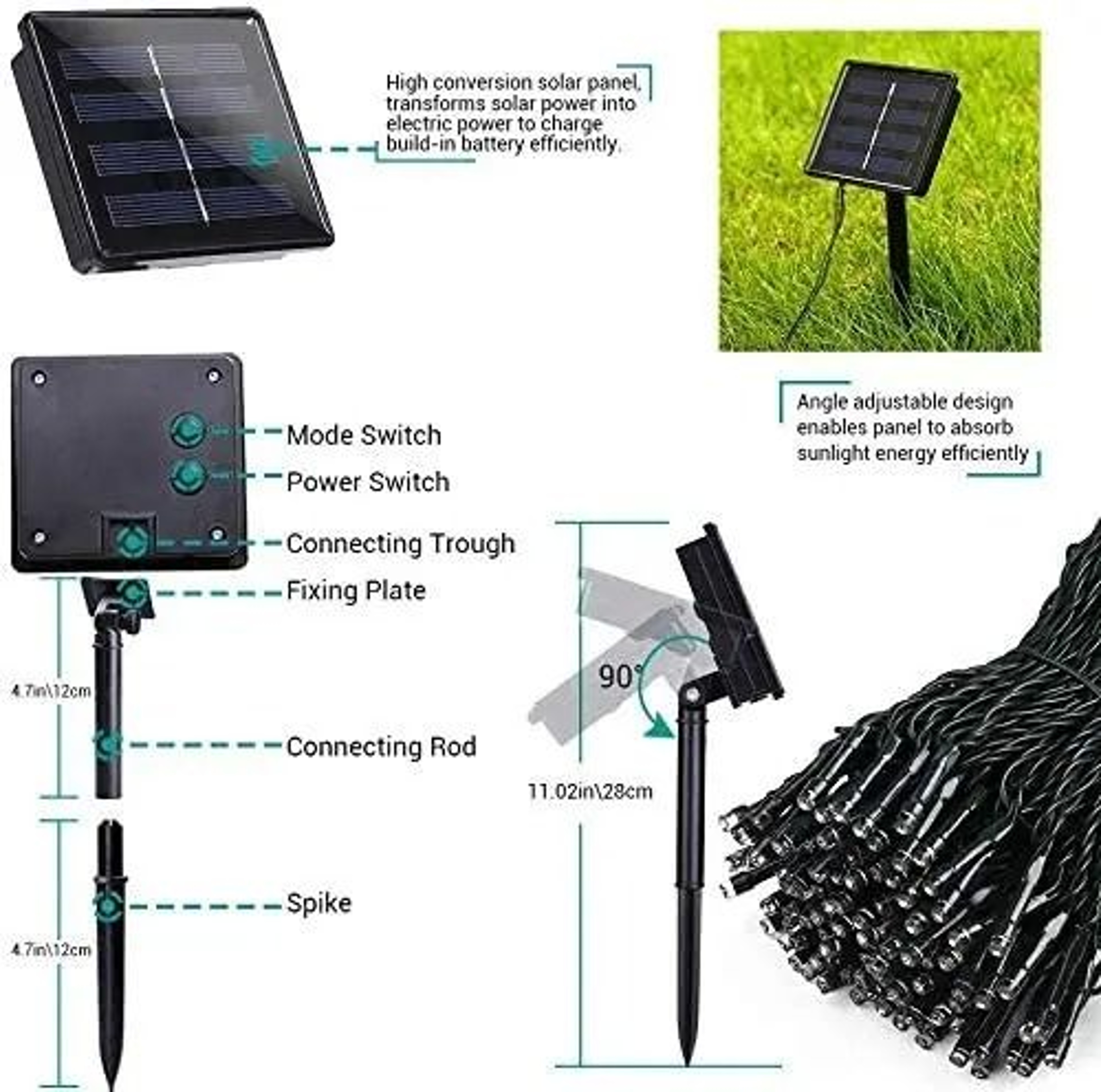 Outdoor Solar Powered LED String Lights Waterproof Fairy Light Garland For Garden  Patio 4