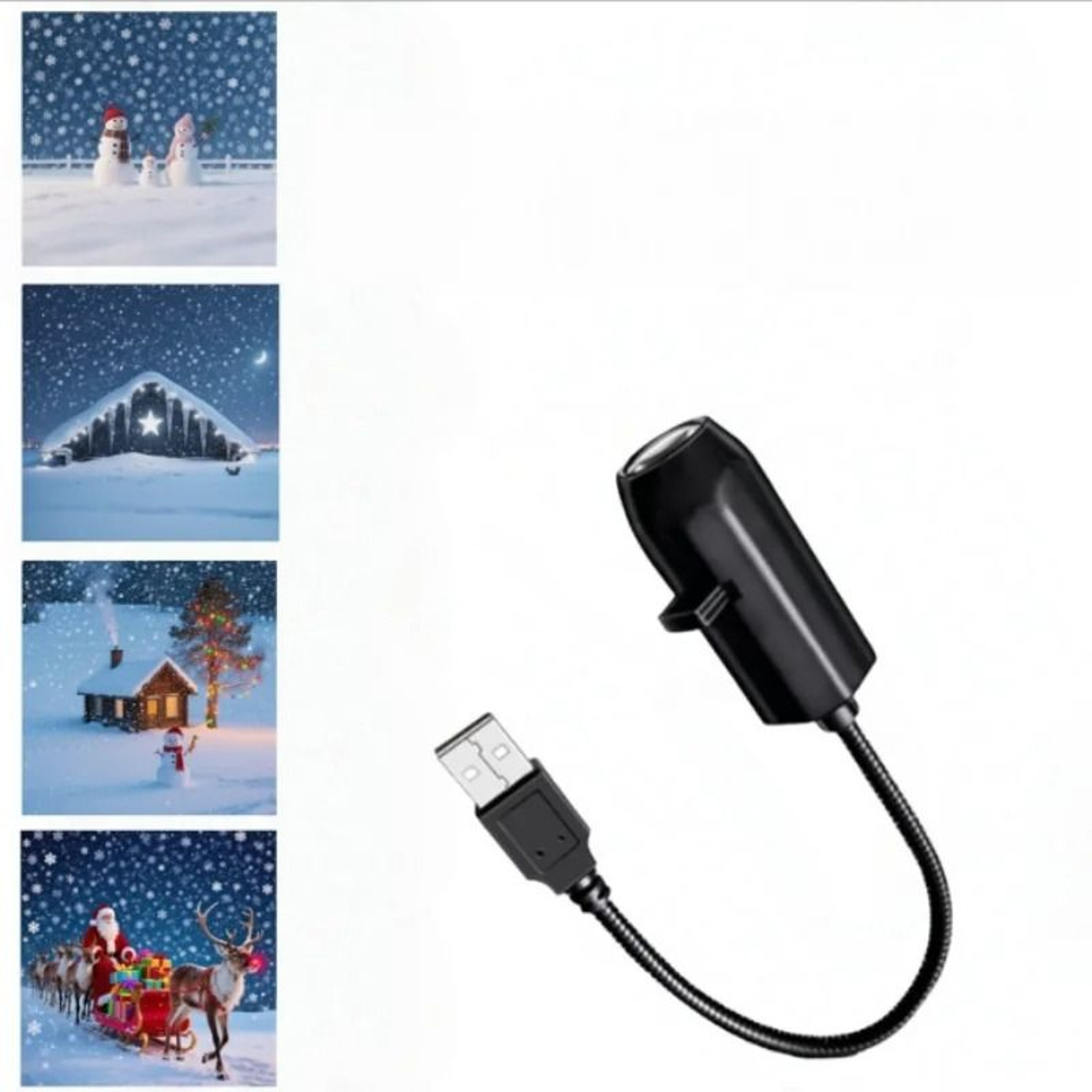 USB LED Christmas Projection Night Light Adjustable Holiday Decor Lamp With Interchanging Patterns 3