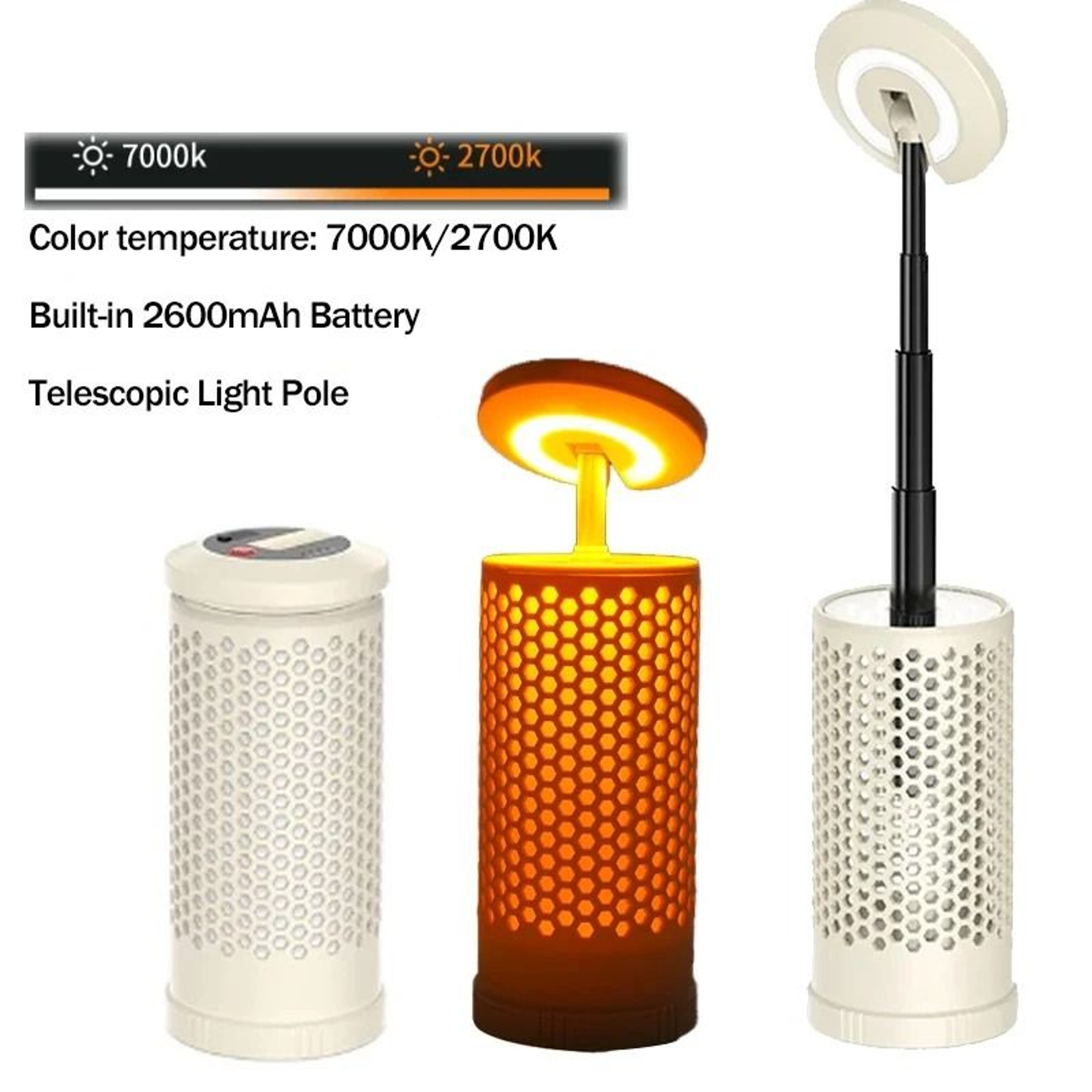 8000mAh Rechargeable Telescopic Camping Light Portable Extendable Lantern  Outdoor Flashlight For H 8