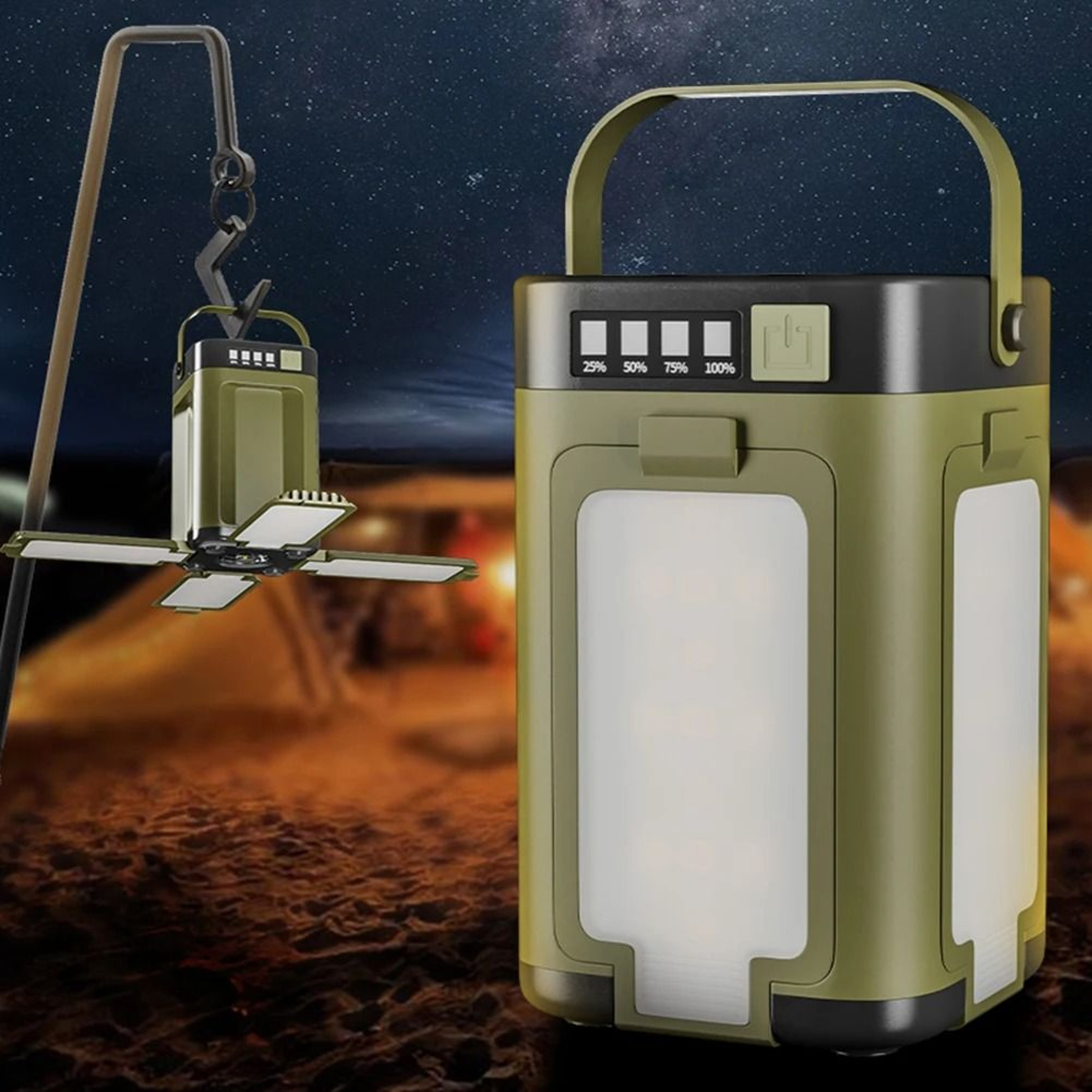 Foldable Rechargeable Camping Lantern  Power Bank Waterproof LED Tent Light 2