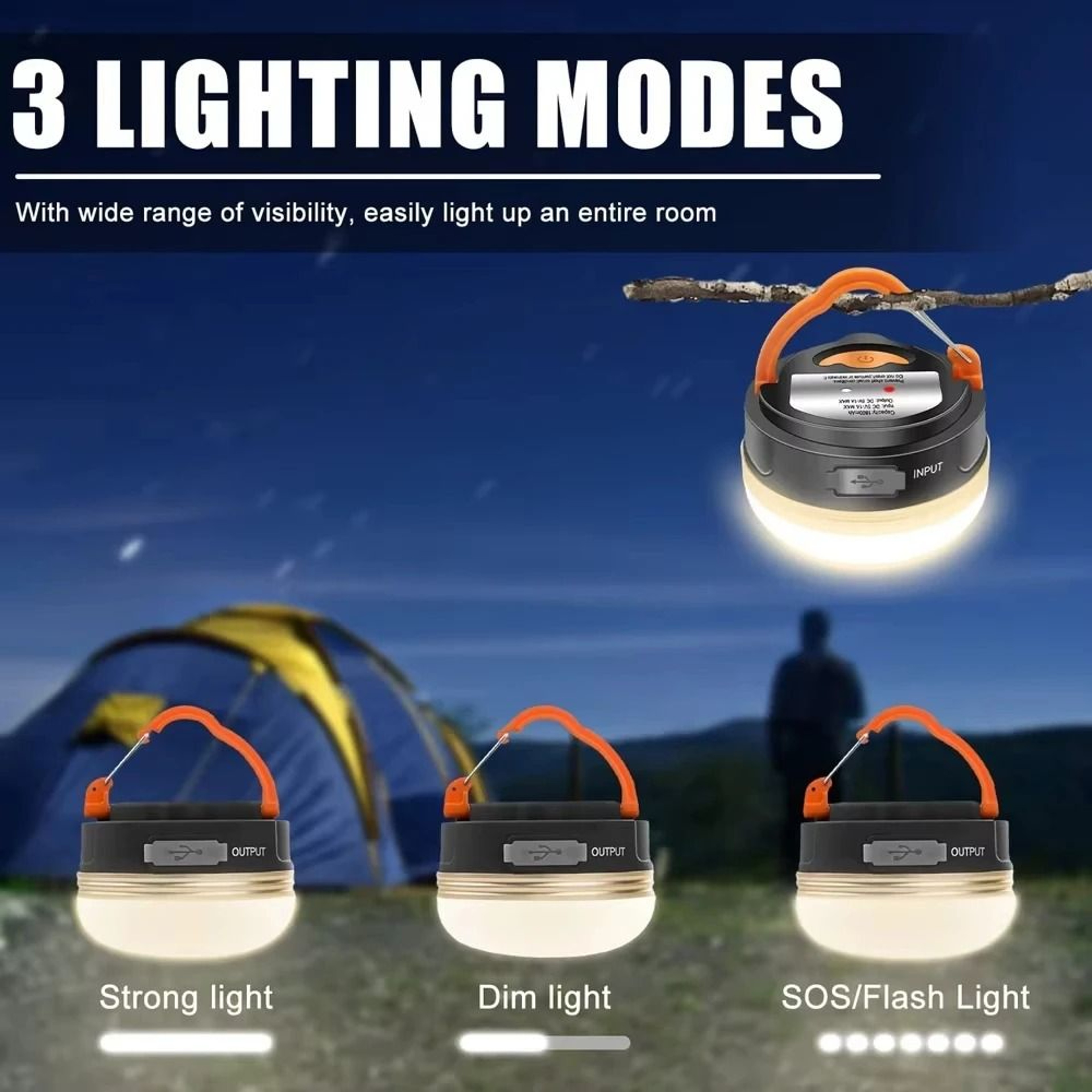 Magnetic Rechargeable LED Camping Tent Light  Portable Emergency Repair Lamp 3