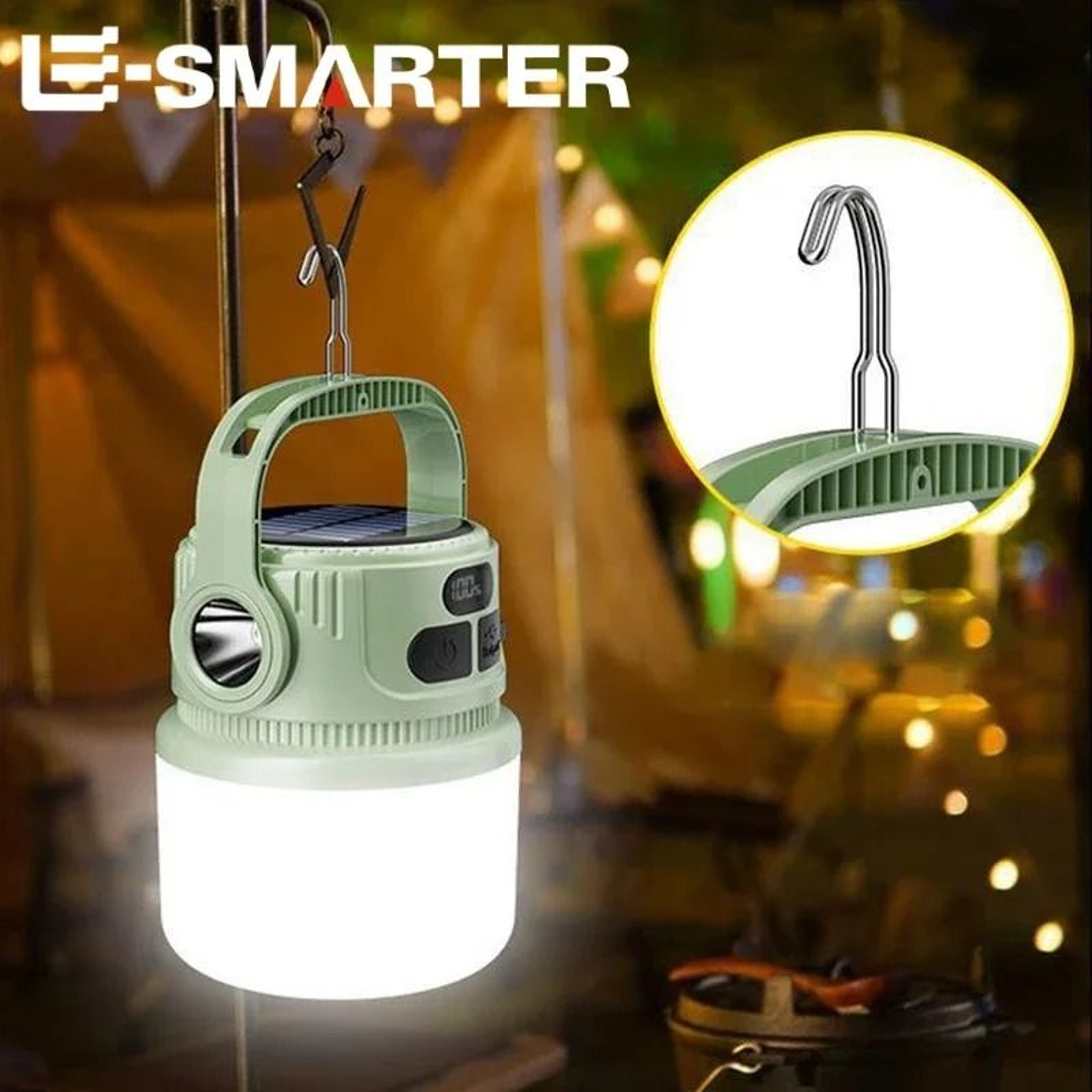 Portable Solar Rechargeable LED Camping Flashlight  Outdoor Tent Lantern 3