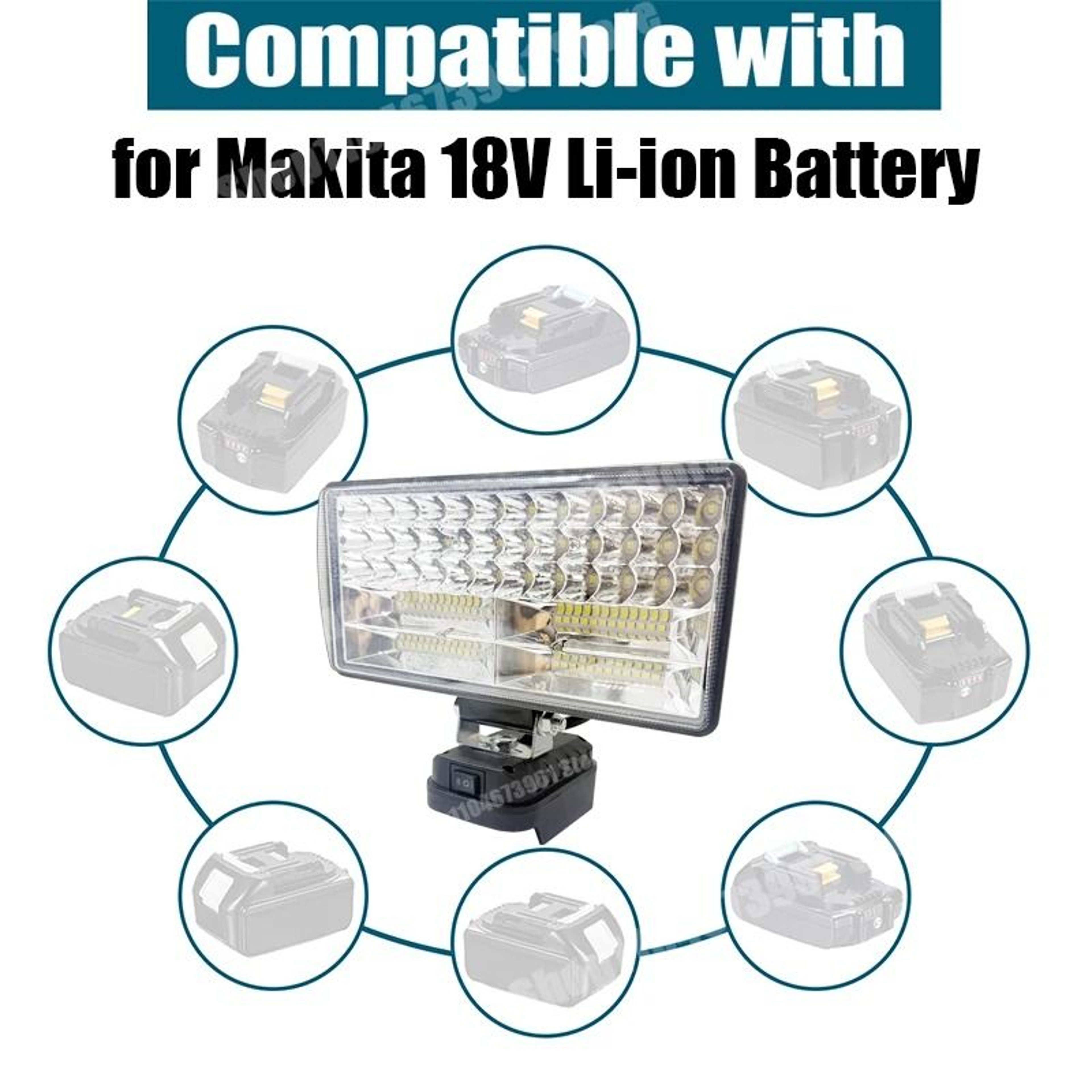 8Inch LED Work Light Camping Lamp  Power Bank For Makita 18V Battery 2