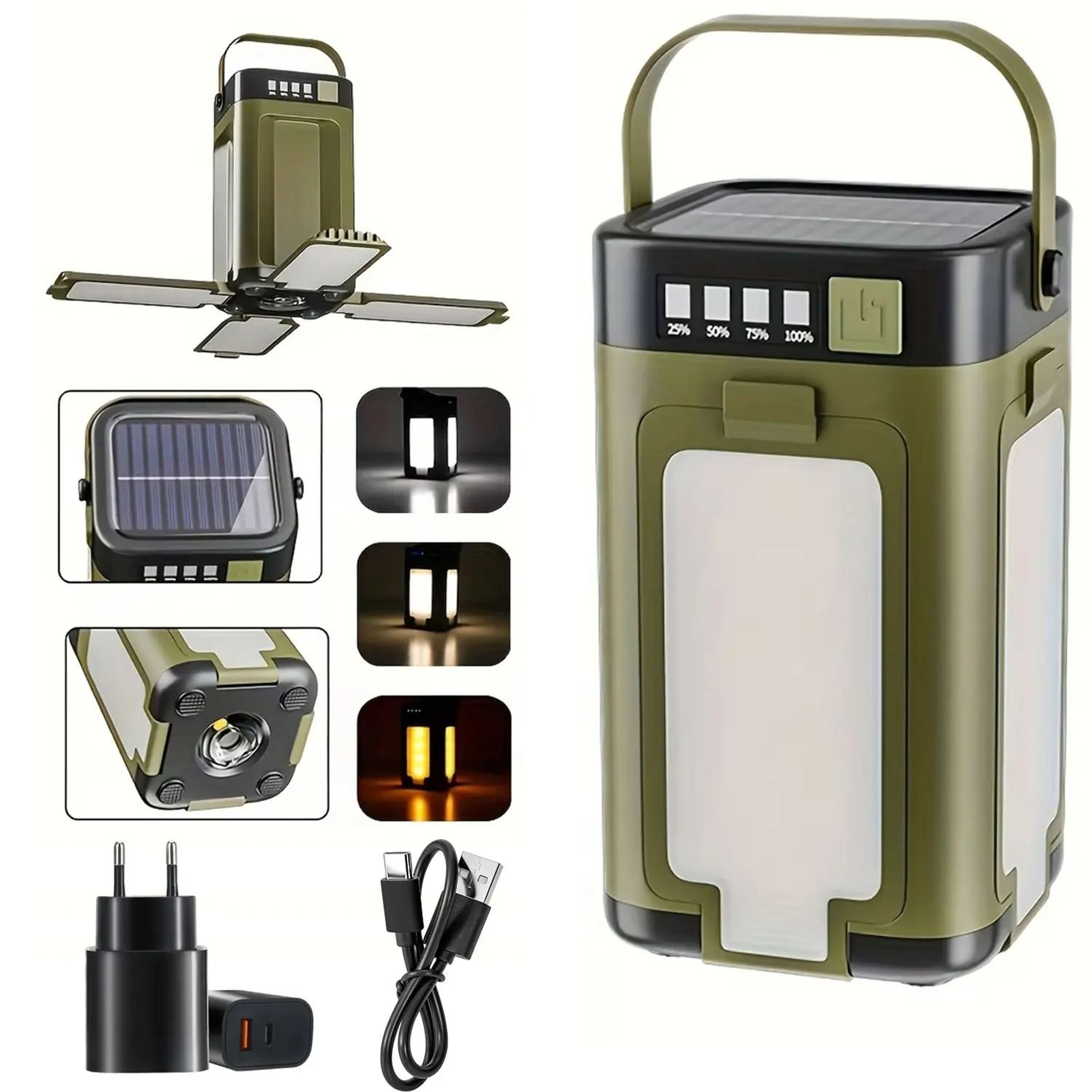 Solar Rechargeable Camping Light  Portable Hanging Tent Lantern With 2000mAh Battery 9