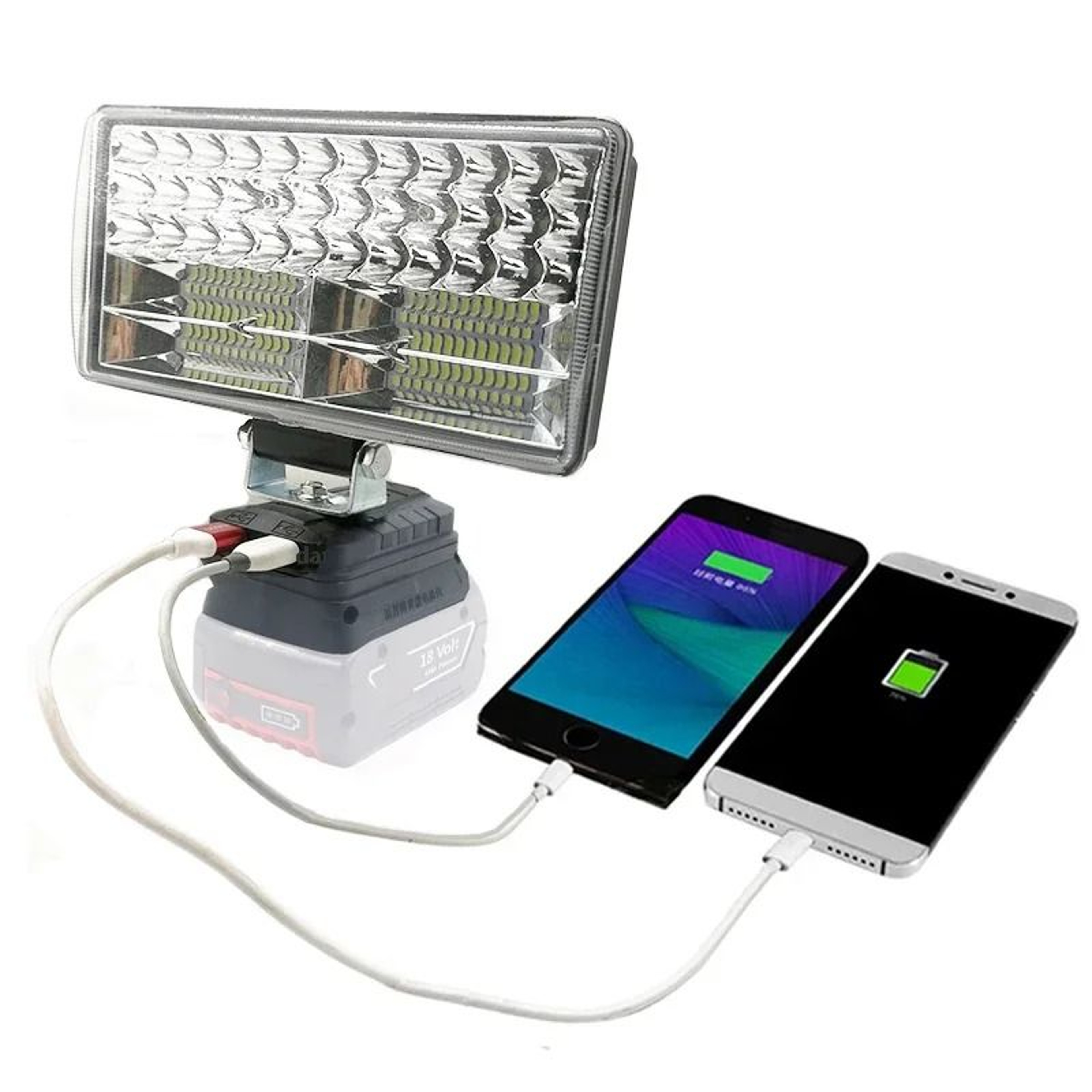 Cordless LED Work Light  USB Power Bank Adapter For Bosch 18V Battery 5