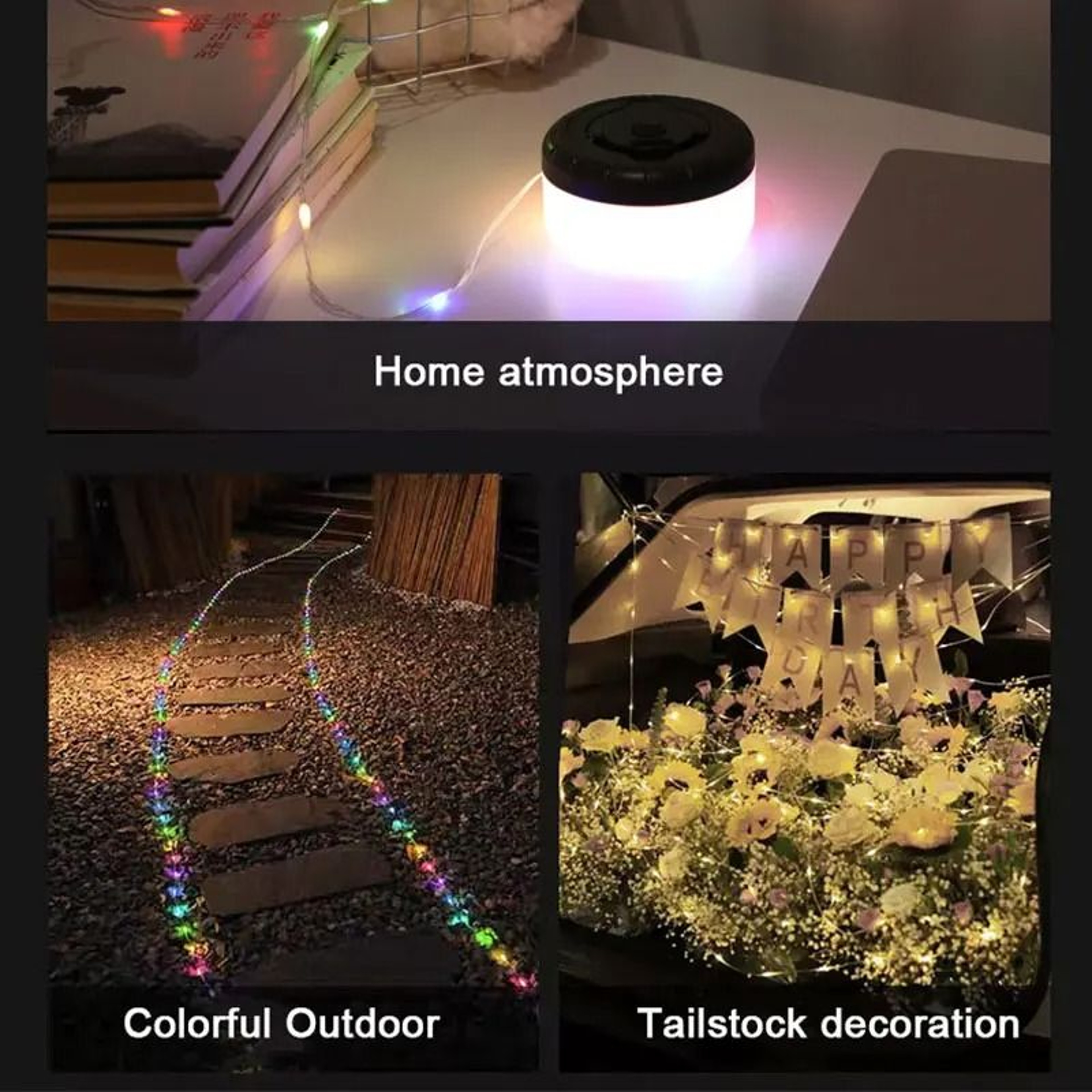 8m Rechargeable Portable Camping LED String Light  Outdoor Tent Decor Lamp 1800mAh 5