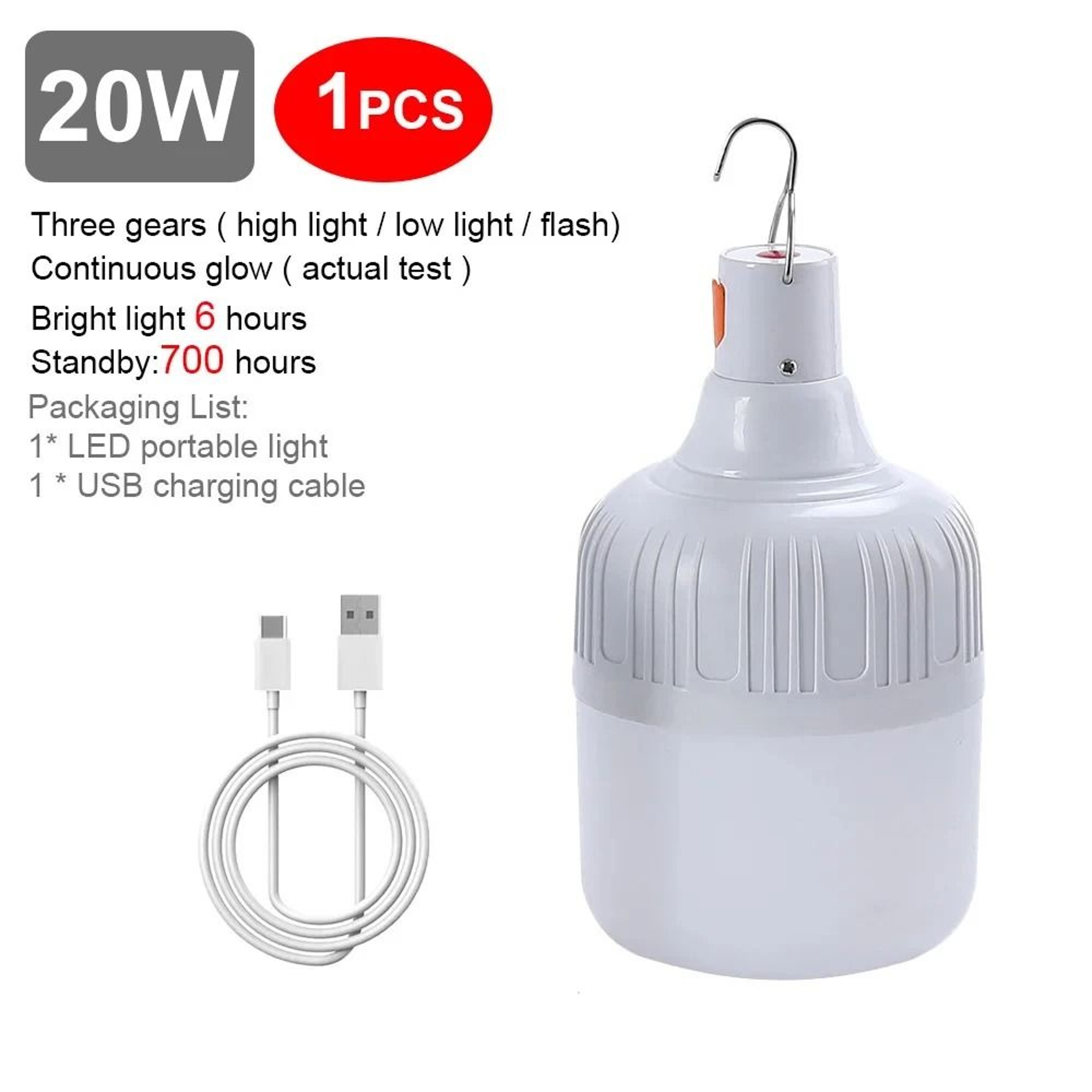 USB Rechargeable Portable LED Camping Light Bulb  Emergency Hanging Tent Lamp 9