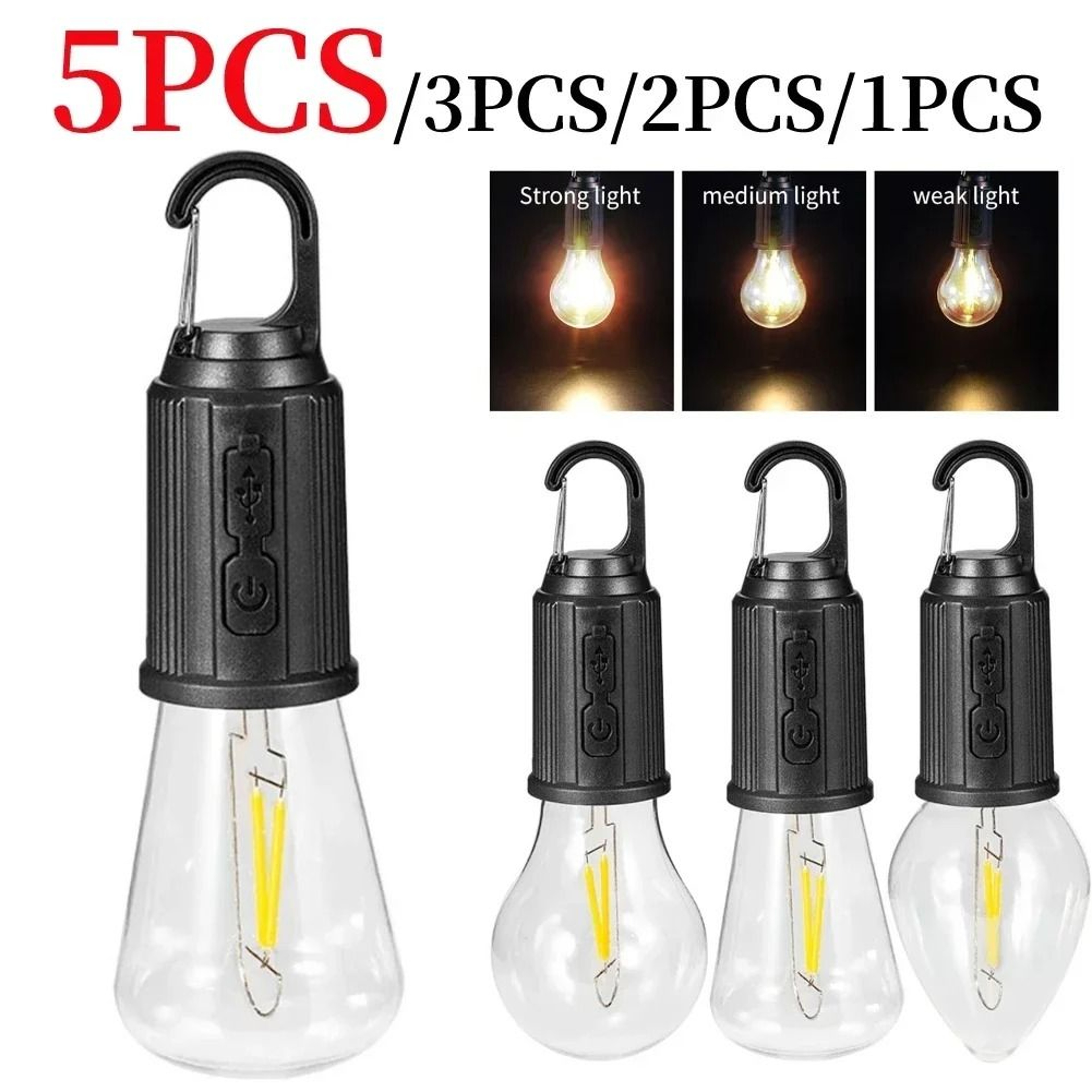 Portable LED Camping Lantern With Hook  TypeC Rechargeable Battery 600mAh 0