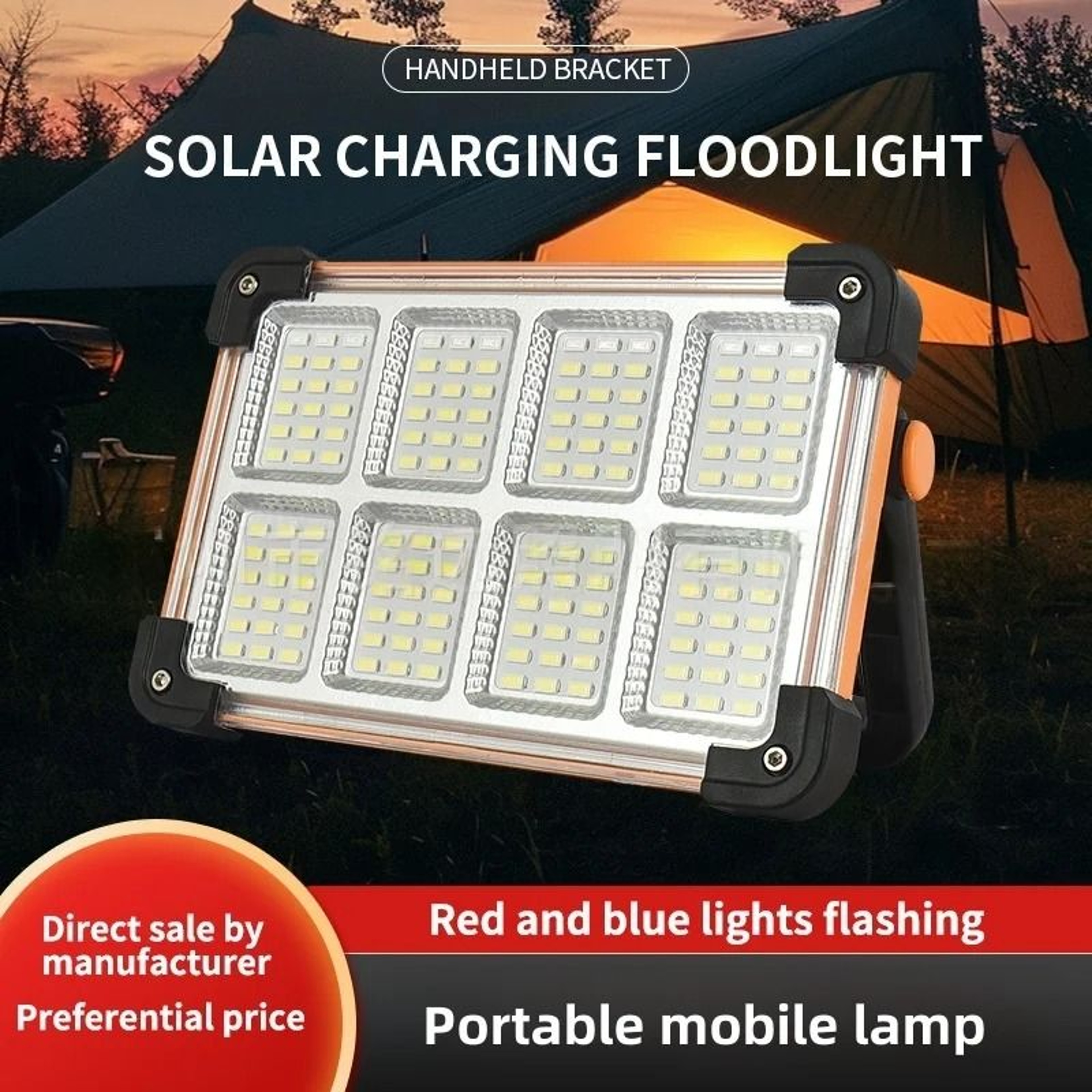 Solar Rechargeable HighPower Outdoor Lamp With Magnetic Base  HighCapacity Emergency Battery 0