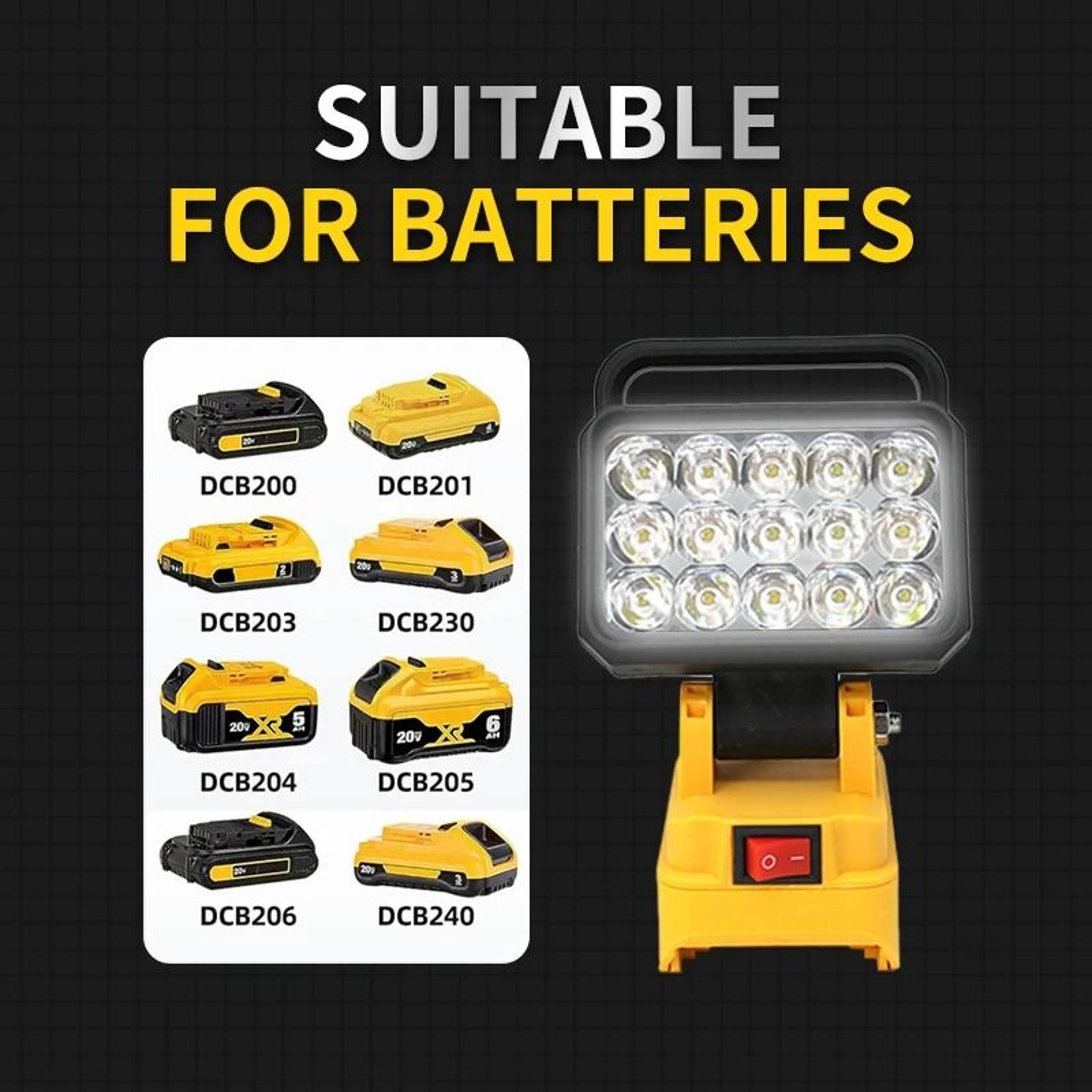 15LED MultiBrand Cordless Car Work Light  USB Power Bank For Makita DeWalt Bosch  Milwaukee Batteri 4
