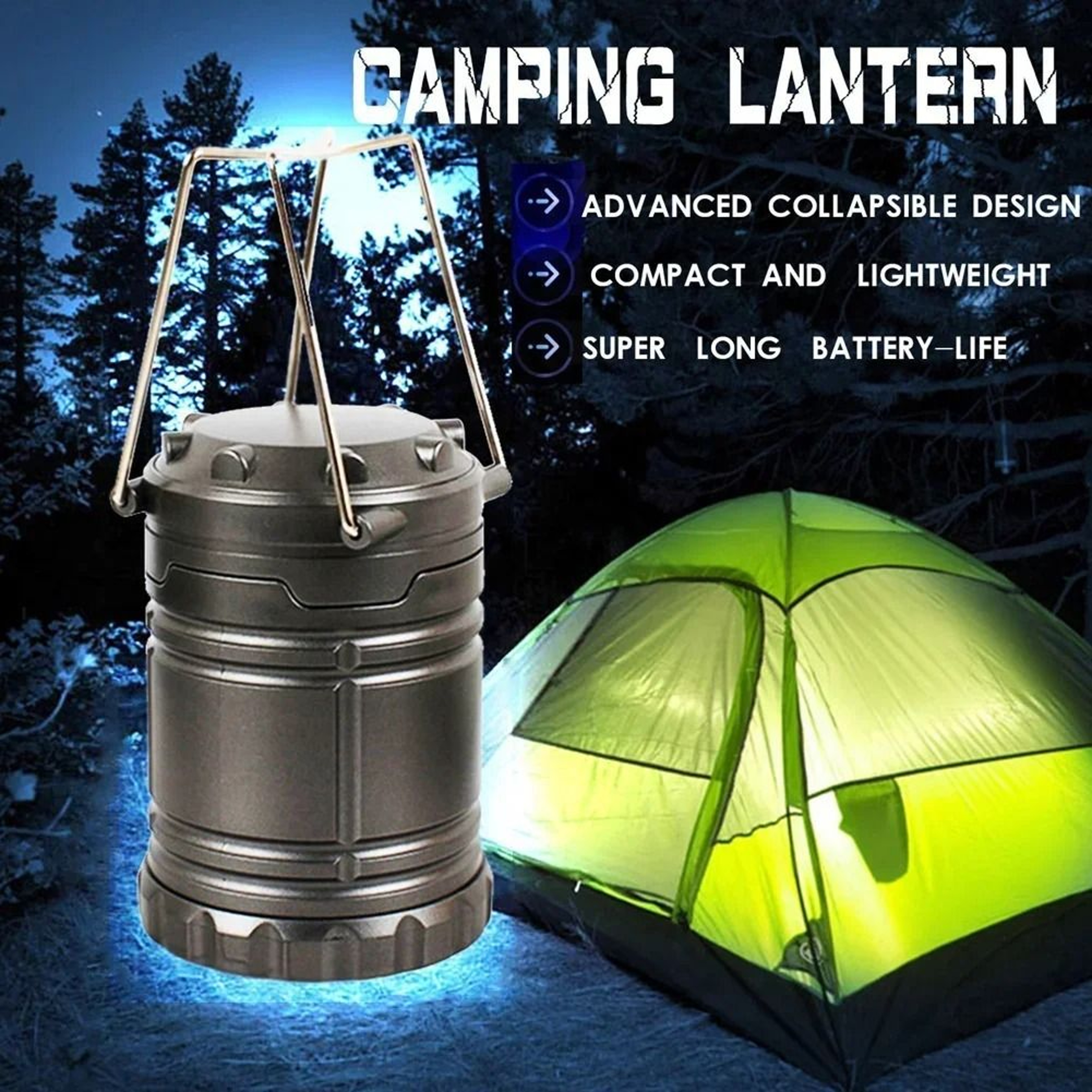 30LED Waterproof Camping Tent Lantern  Portable Emergency Flashlight 3x AA Battery Powered 3