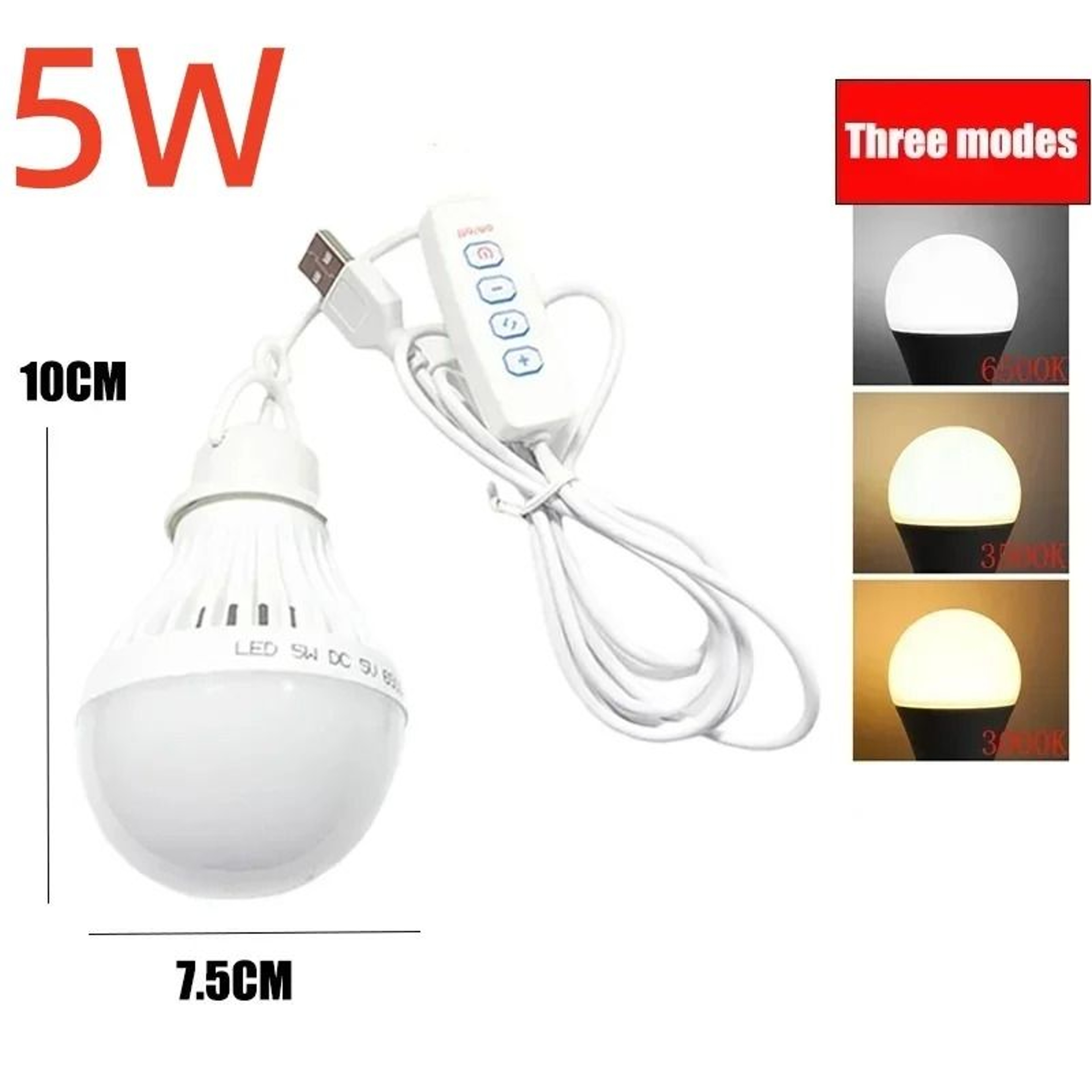 7W Portable USB Emergency LED Camping Light Bulb  Hanging Tent Lamp 8