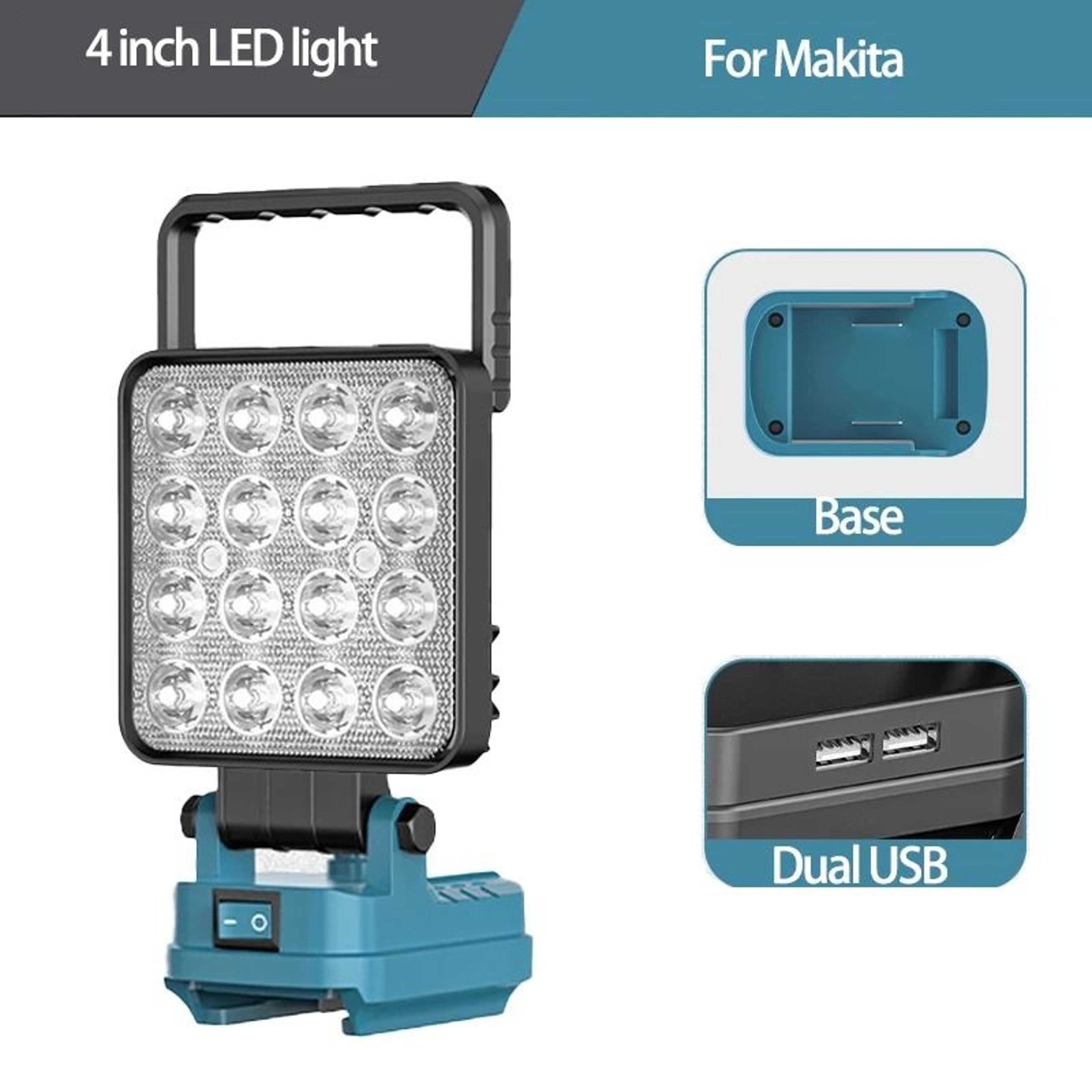 Cordless 4Inch LED Work Light  Camping Lantern For Makita 144V18V Battery 3
