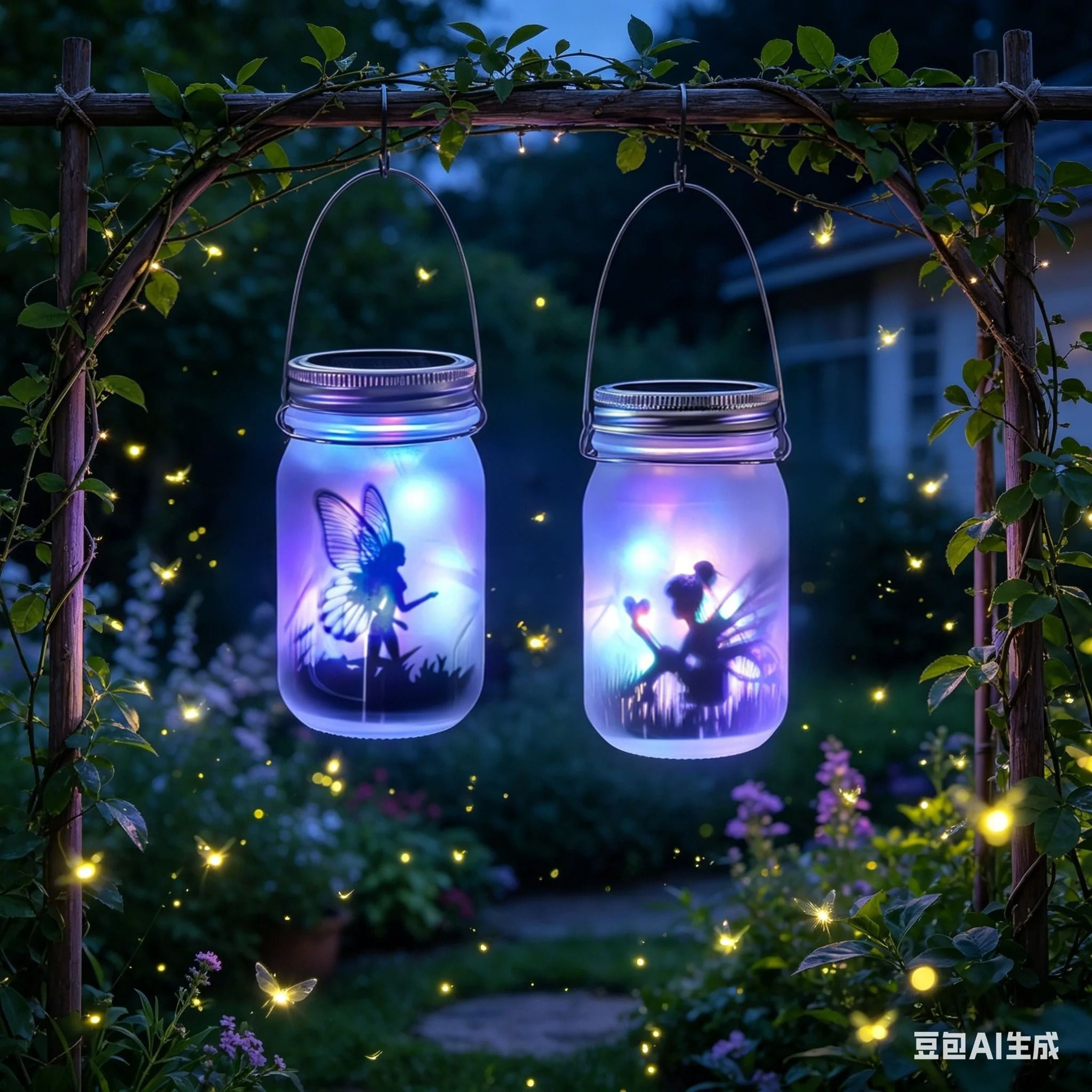 Creative Solar Mason Jar Lid String Lights 20 LED Waterproof Firefly Fairy Lights For Patio  Garden 7