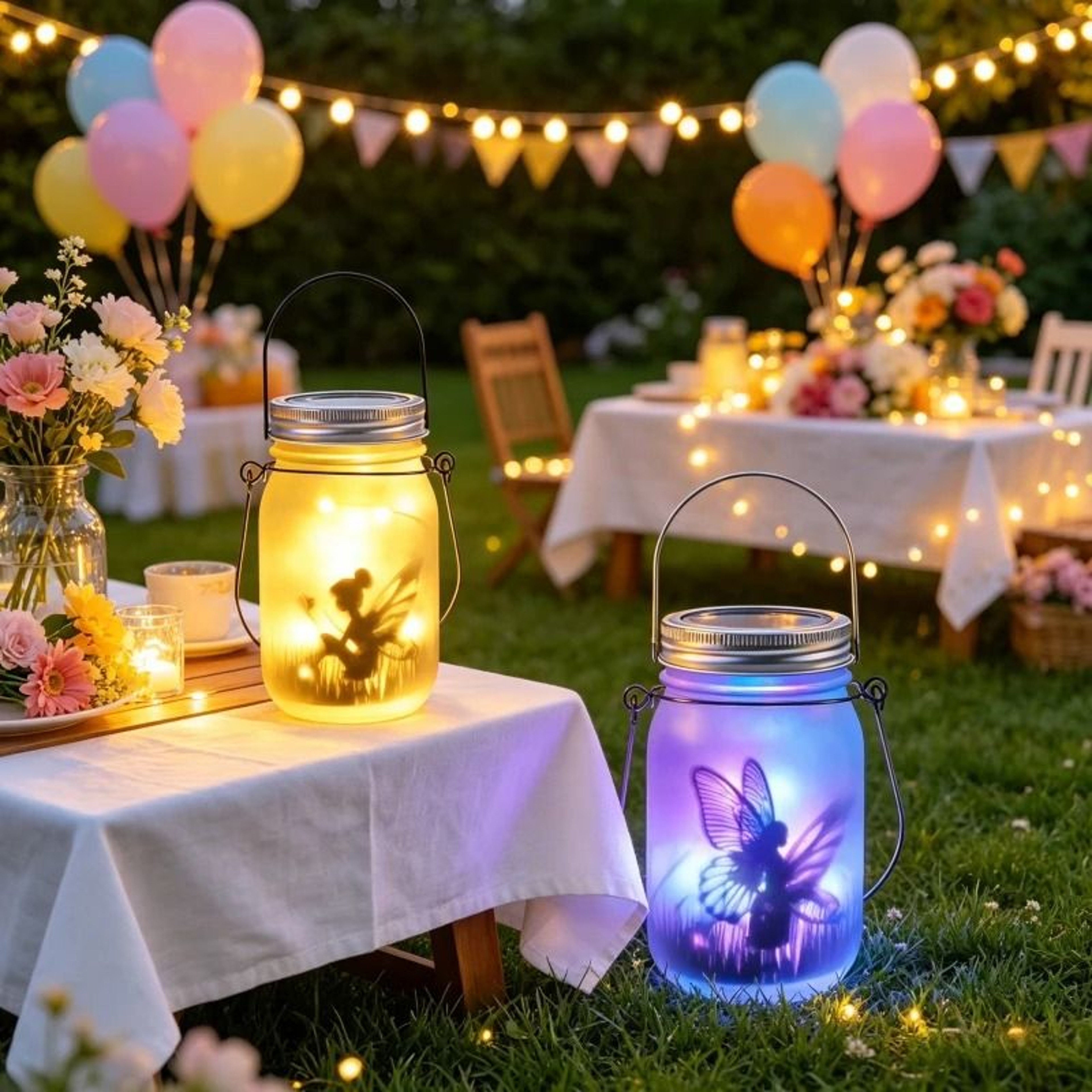 Creative Solar Mason Jar Lid String Lights 20 LED Waterproof Firefly Fairy Lights For Patio  Garden 1