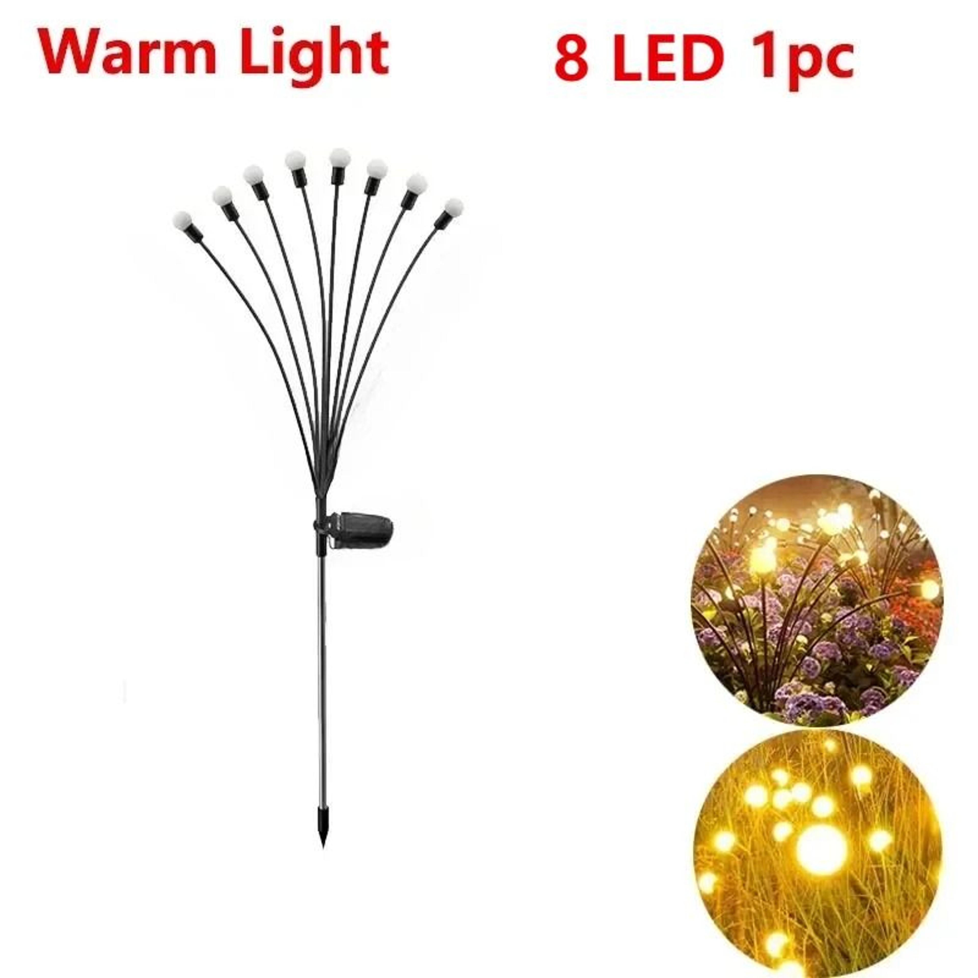 Solar LED Garden Firework Warm Lights Outdoor 68 LED Waterproof Firefly Lawn Stakes 6