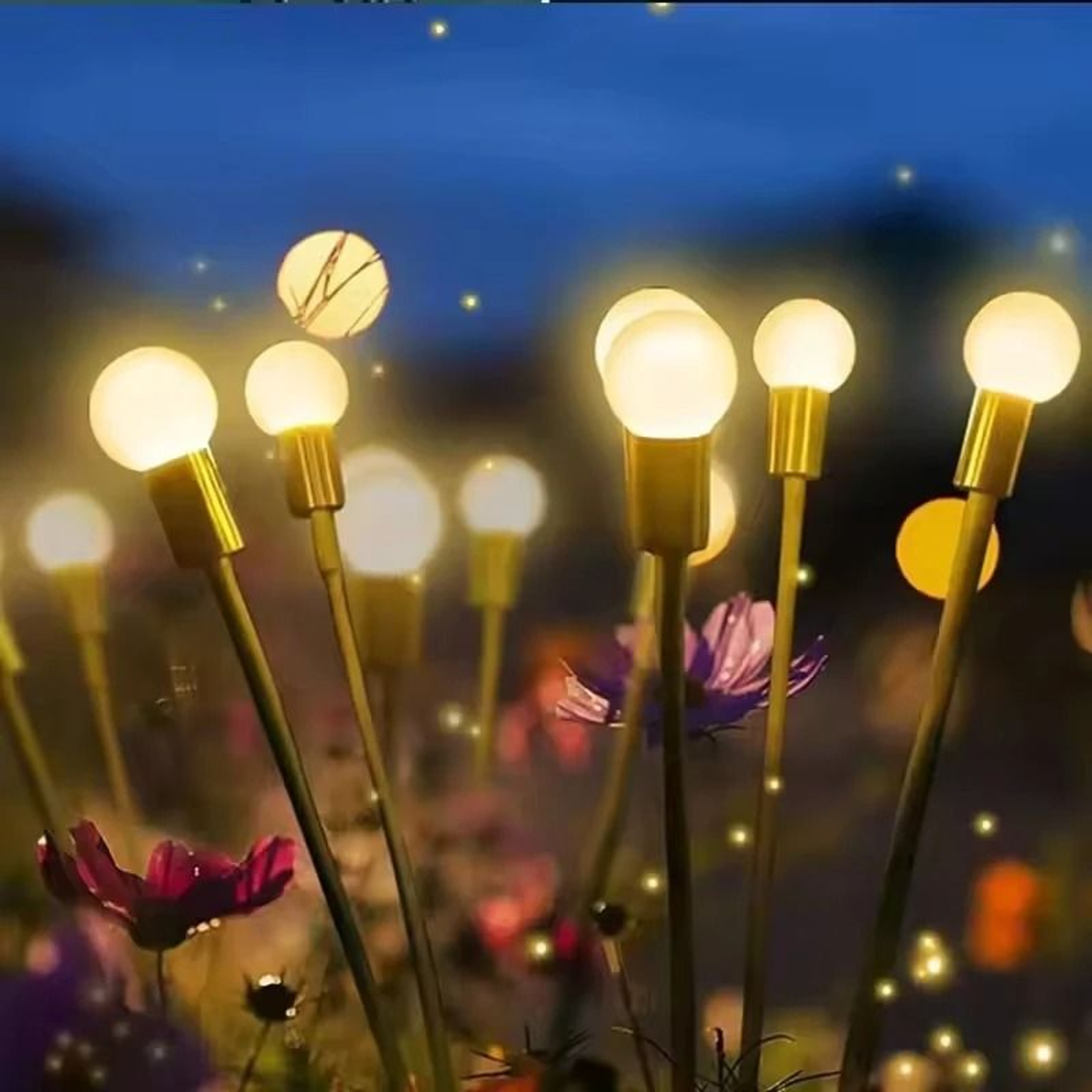 Upgraded Solar Powered LED Firefly Garden Lights Waterproof WindDriven Swaying Lawn Stakes 5