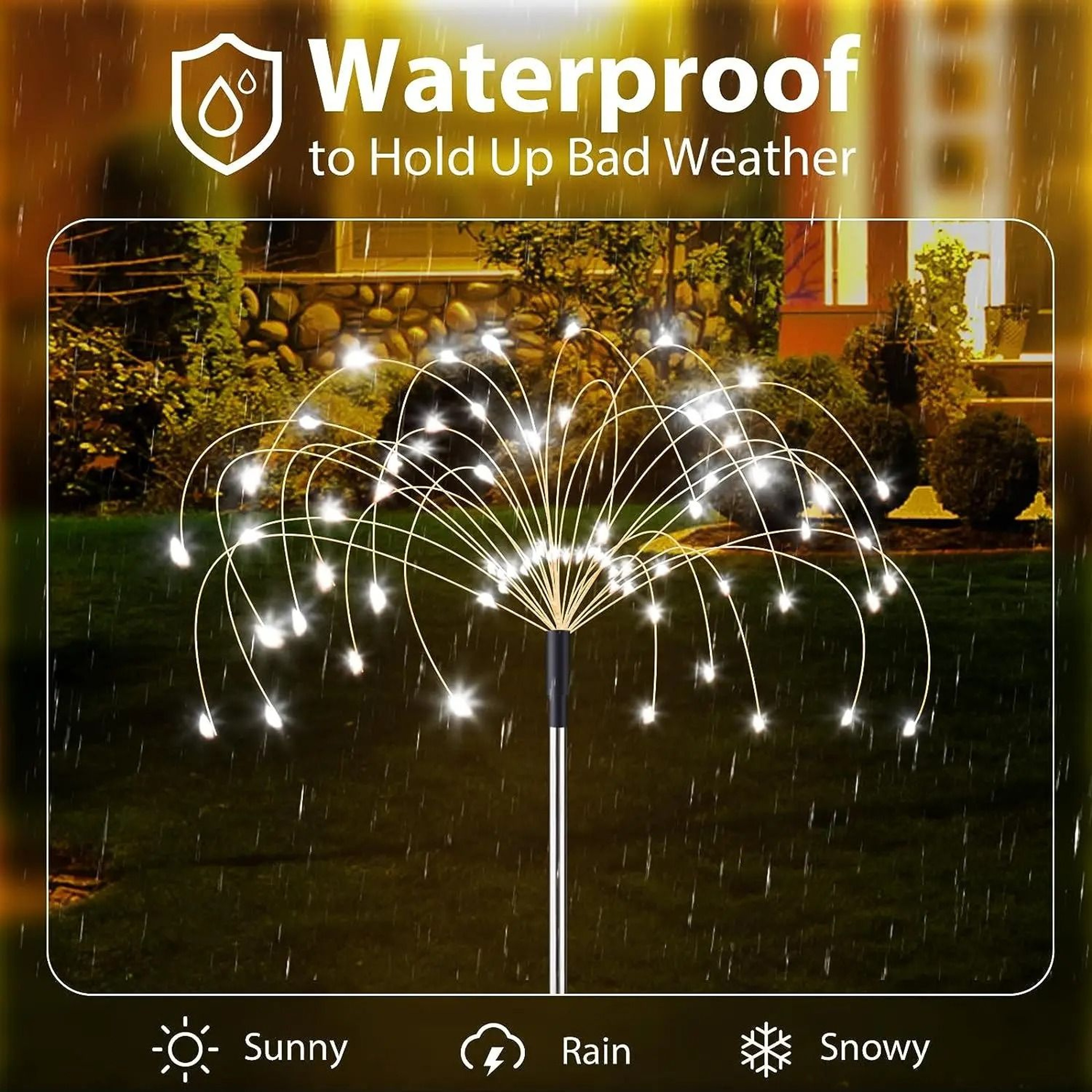 4 Pack Solar Outdoor 8Mode DIY Copper Wire Firework Lights Waterproof Garden Pathway Stakes 3