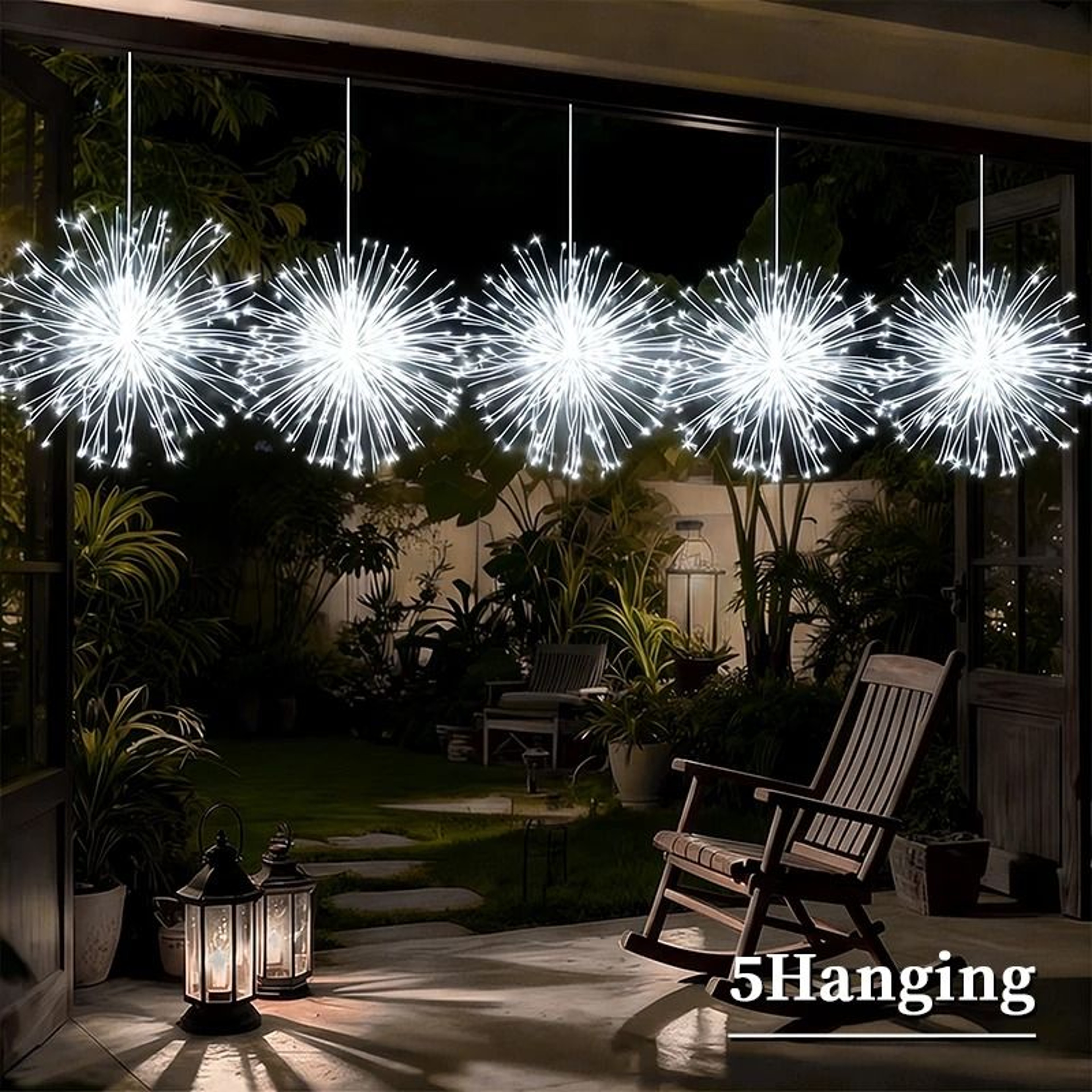 45 Pack Solar Outdoor Hanging Firework Lights 8 Modes LED Starburst Garden Landscape Decor 6