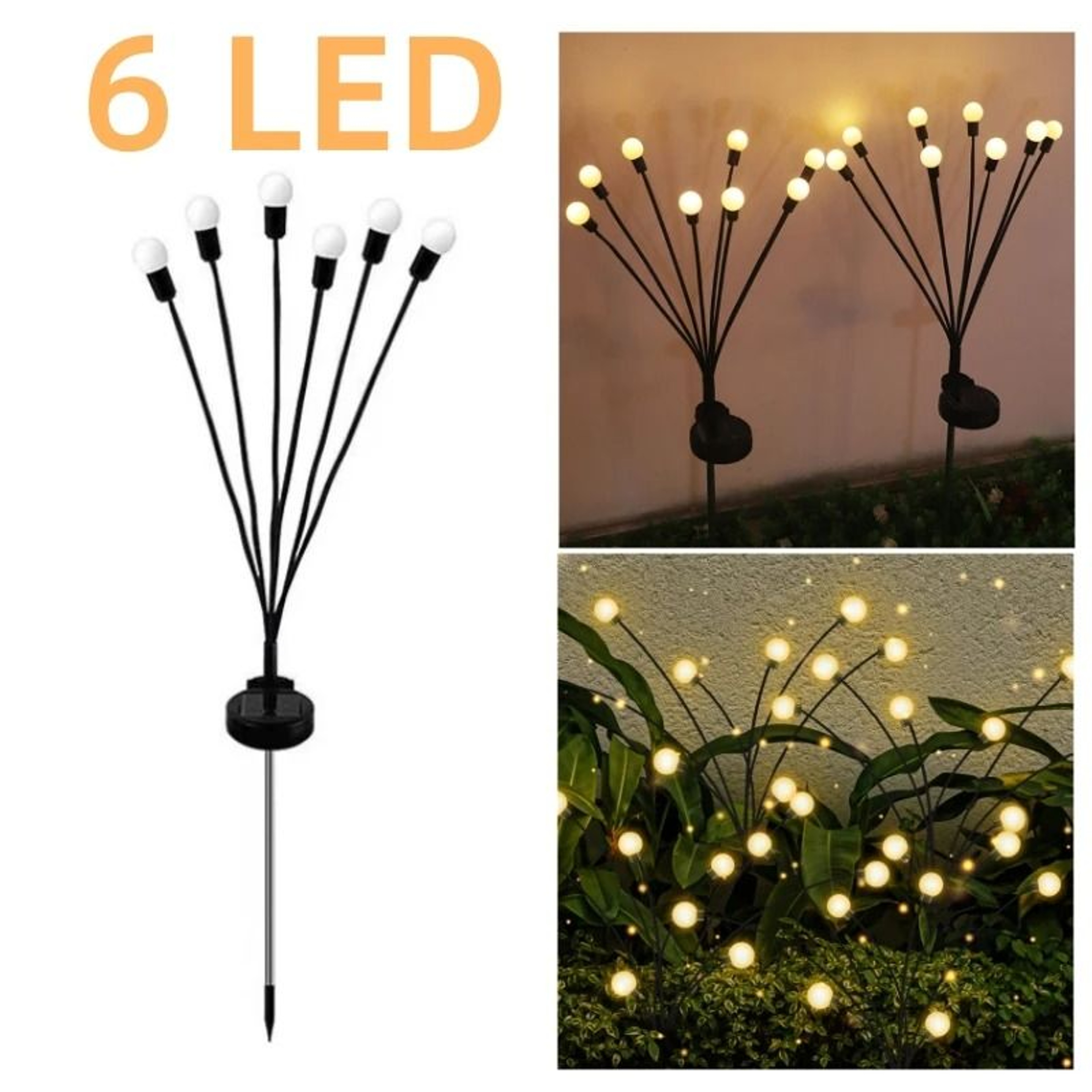 Outdoor Waterproof Solar Firefly Swaying Lights 6810 LED Vibrant Garden Pathway Stakes 6