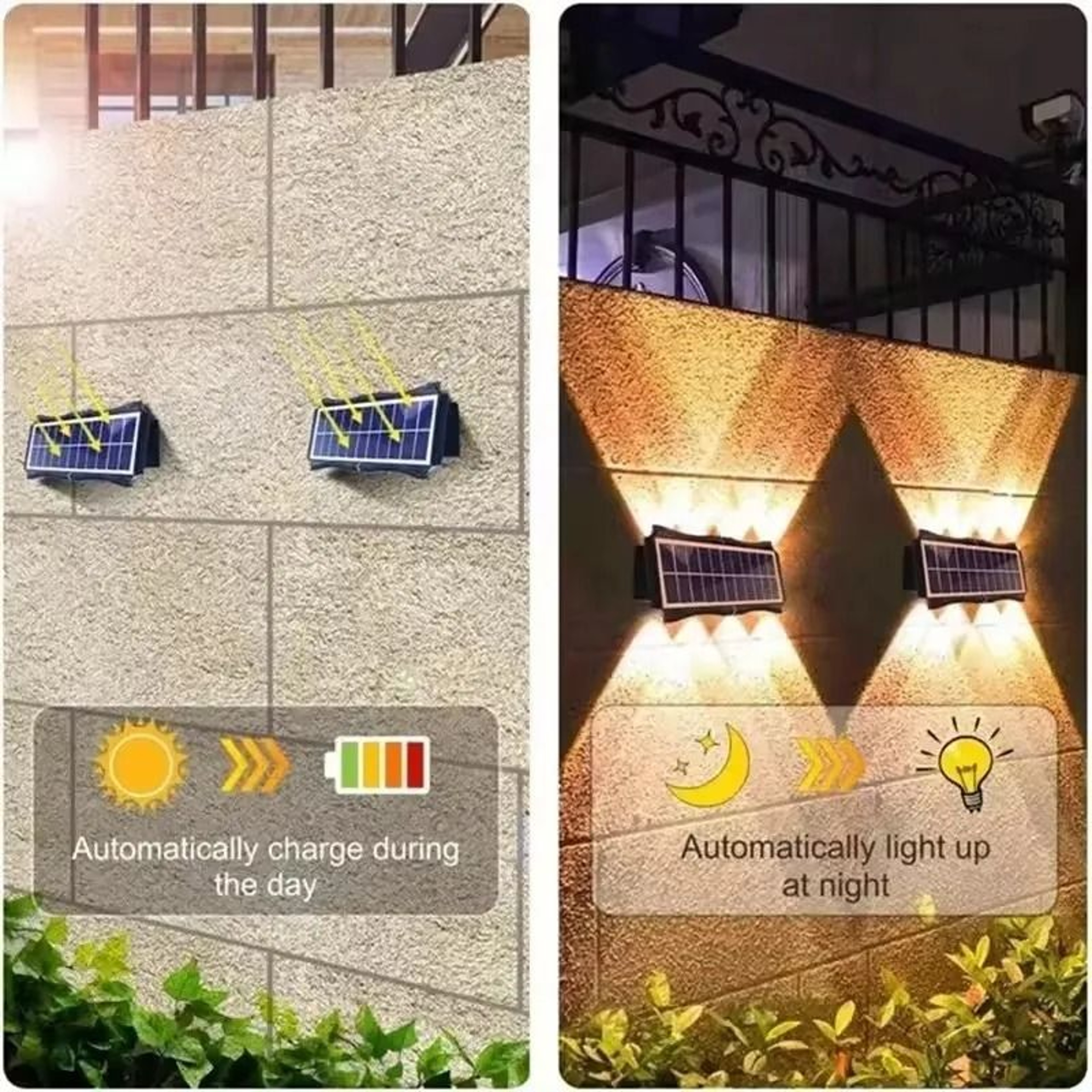 Outdoor Solar Up And Down Wall Lamp Waterproof LED Luminous Architectural Lights For Yard Garden De 2