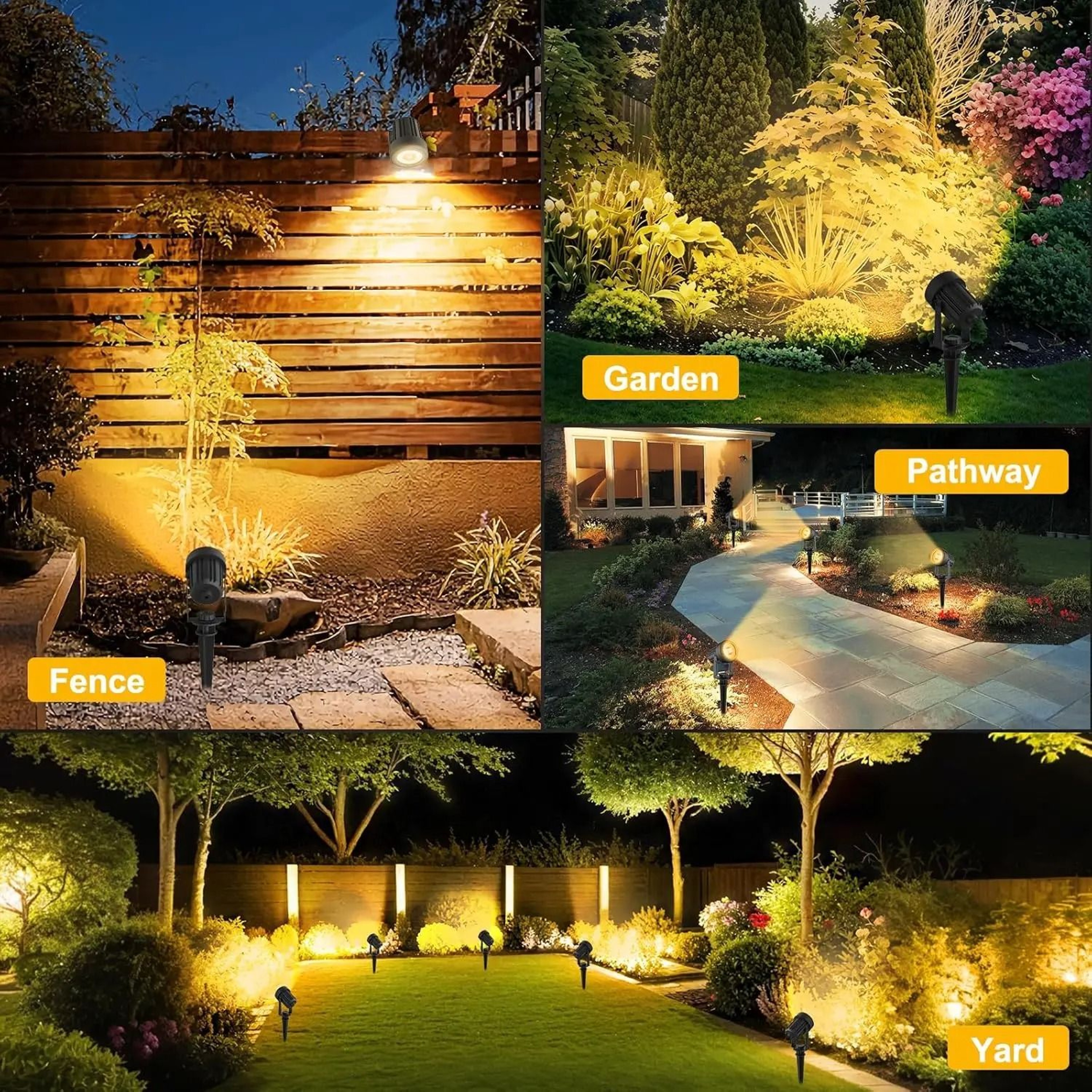3000K Warm  6000K Cool White Outdoor Solar LED Spotlights IP65 Landscape Wall  Lawn Lights 4
